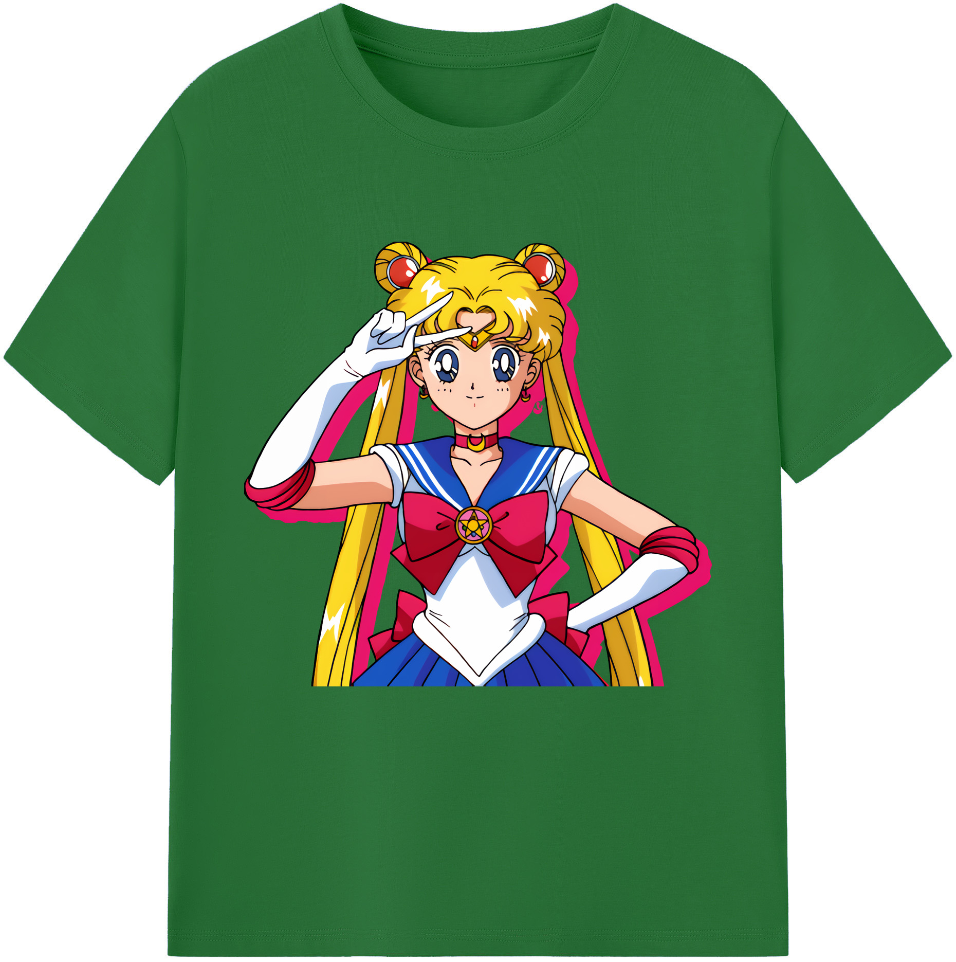 （画像用） 美少女戦士セーラームーン 月野 うさぎ つきの うさぎ Sailor Moon Tsukino Usagi 綿100％半袖Tシャツ（フロントプリント）