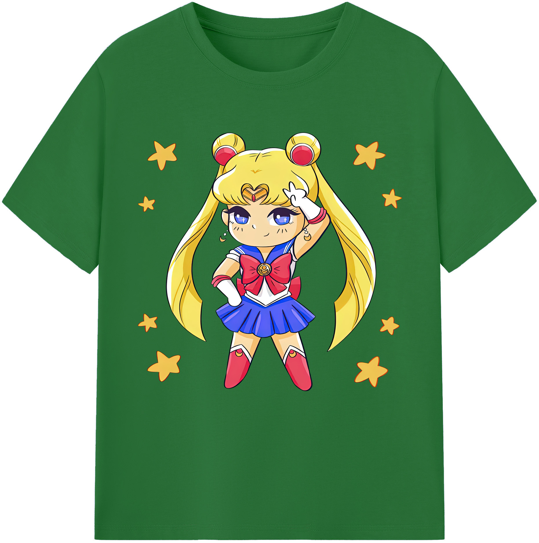 （画像用） 美少女戦士セーラームーン 月野 うさぎ つきの うさぎ Sailor Moon Tsukino Usagi 綿100％半袖Tシャツ（フロントプリント）