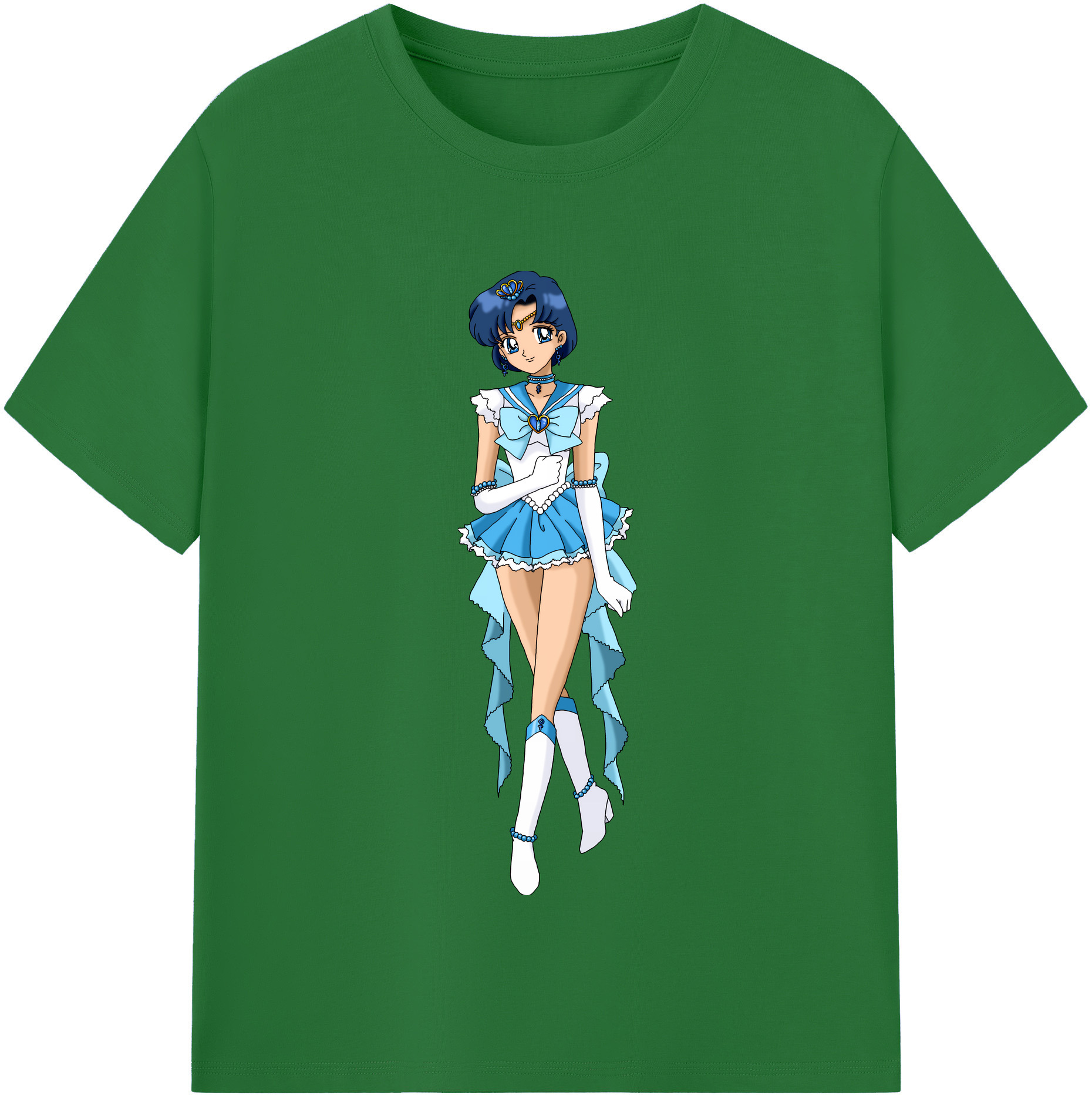 （画像用） 美少女戦士セーラームーン 水野 亜美 みずの あみ Sailor Moon Mizuno Ami 綿100％半袖Tシャツ（フロントプリント）