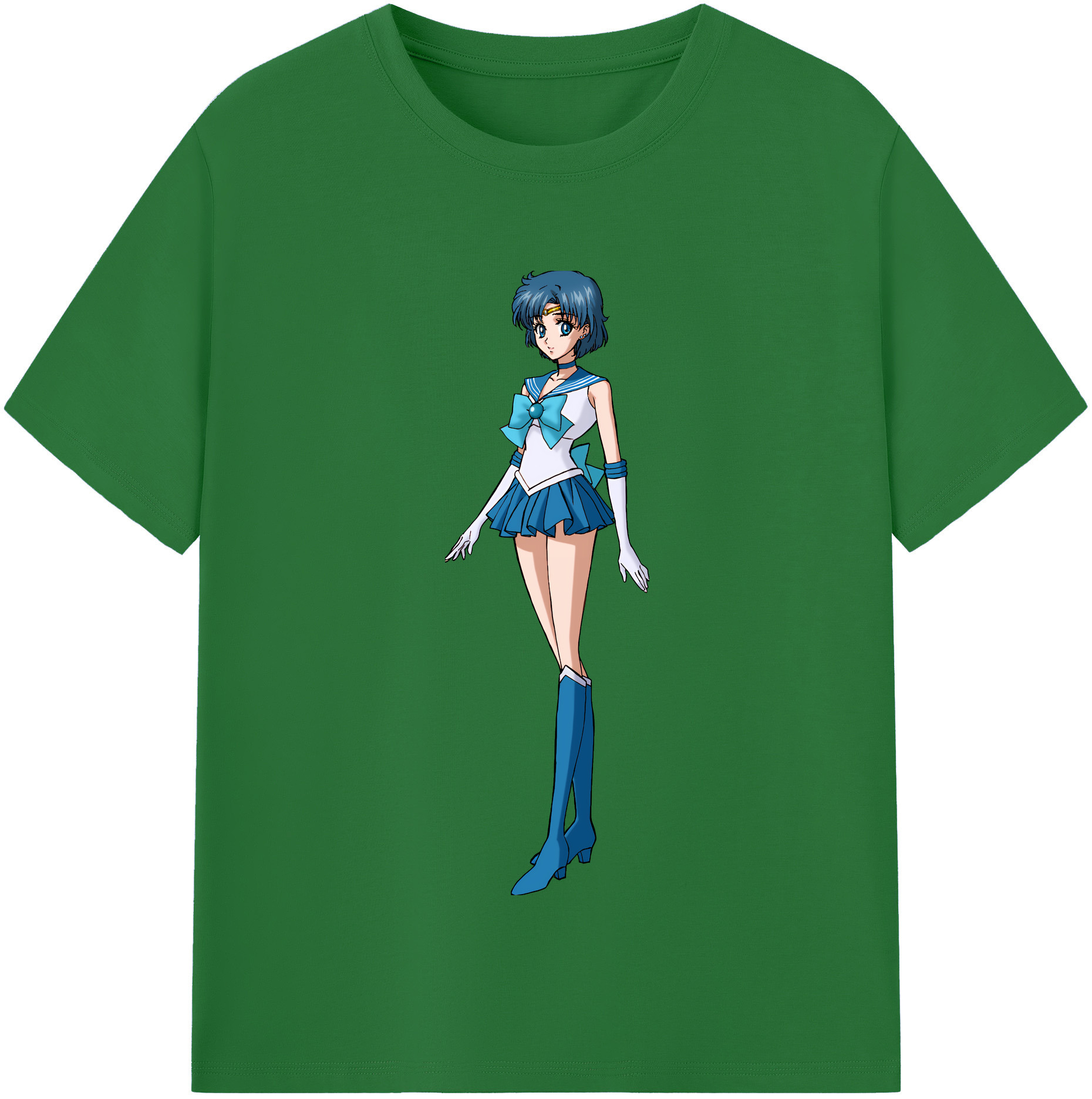 （画像用） 美少女戦士セーラームーン 水野 亜美 みずの あみ Sailor Moon Mizuno Ami 綿100％半袖Tシャツ（フロントプリント）
