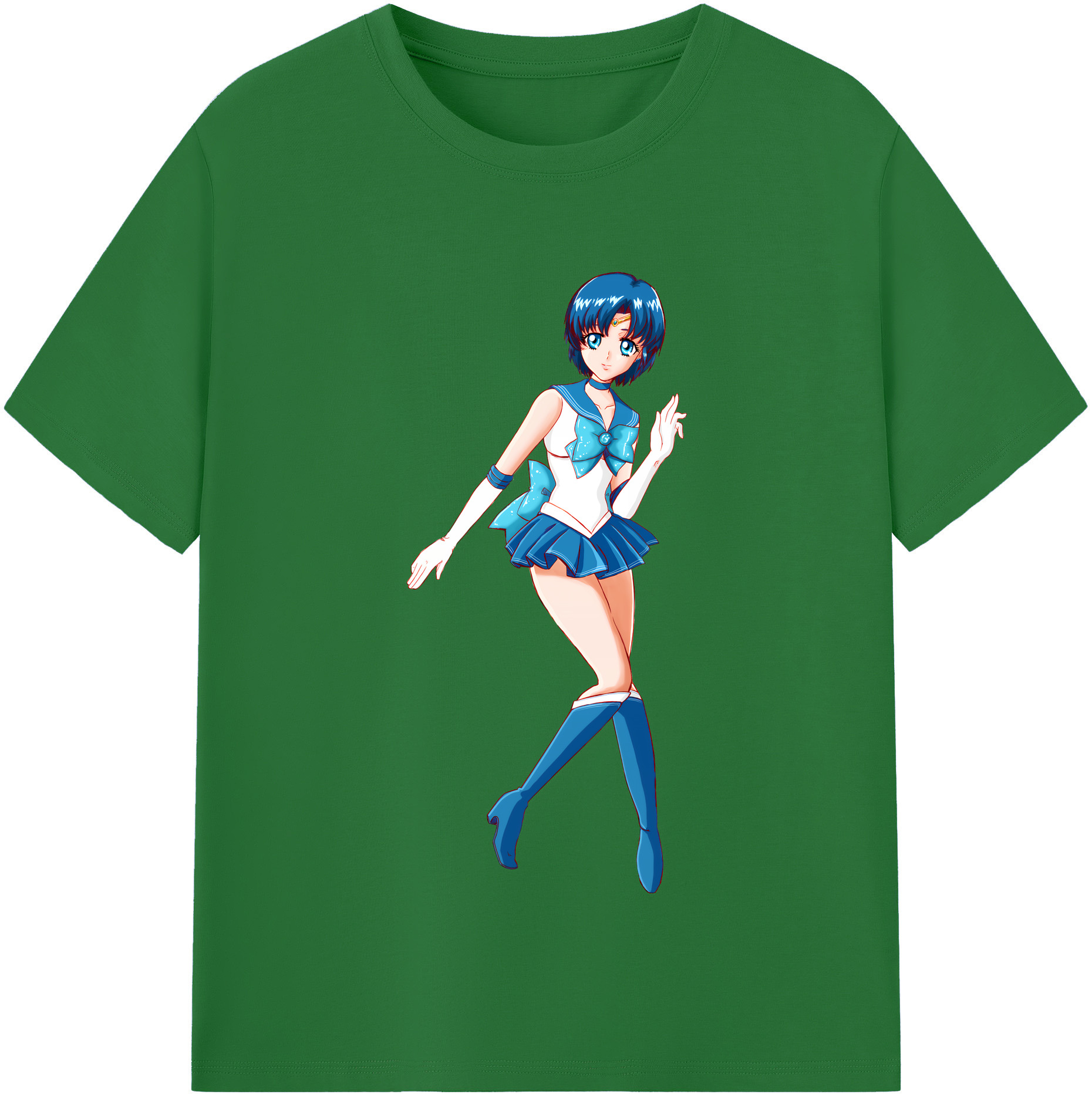 （画像用） 美少女戦士セーラームーン 水野 亜美 みずの あみ Sailor Moon Mizuno Ami 綿100％半袖Tシャツ（フロントプリント）