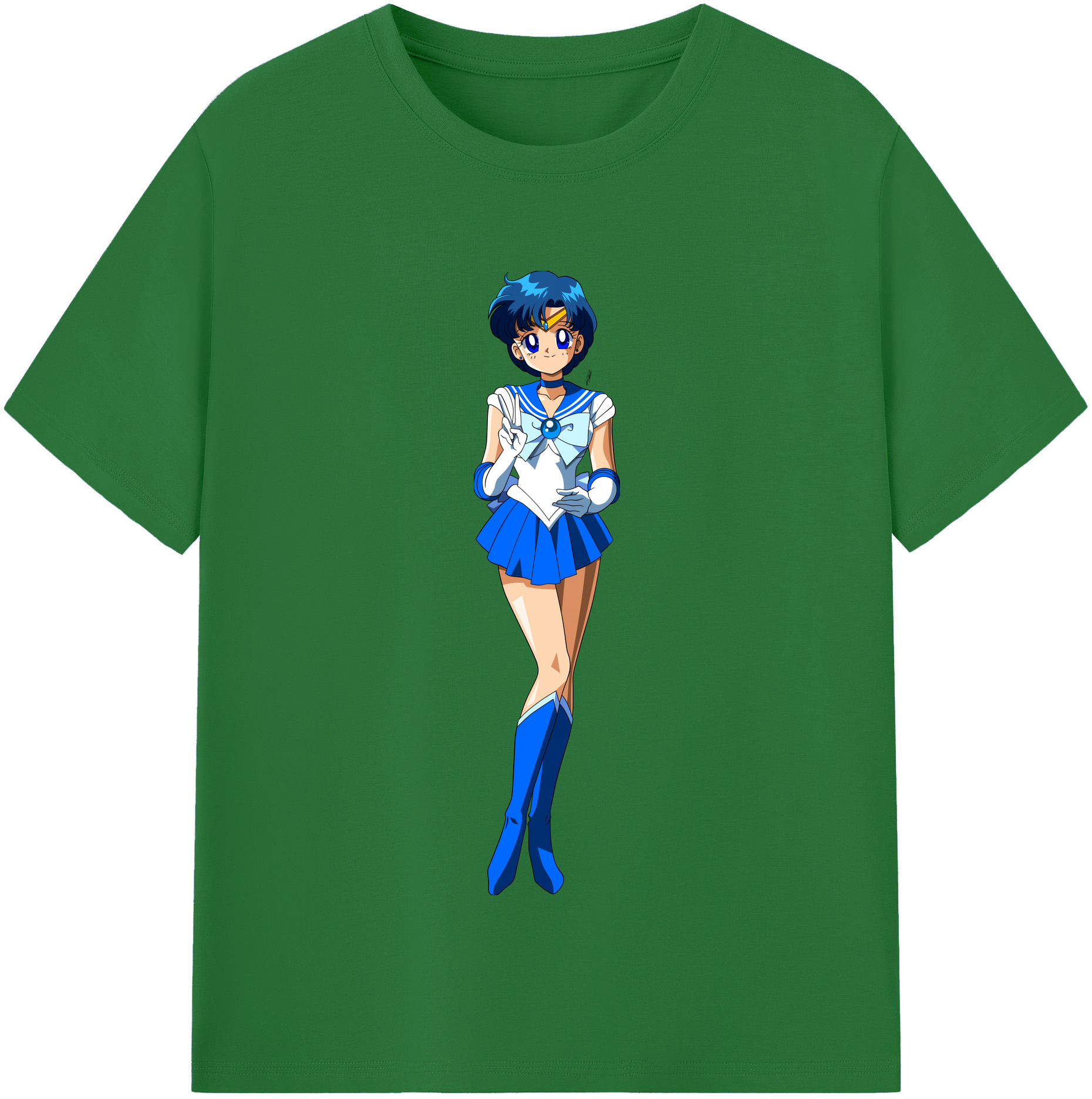 （画像用） 美少女戦士セーラームーン 水野 亜美 みずの あみ Sailor Moon Mizuno Ami 綿100％半袖Tシャツ（フロントプリント）