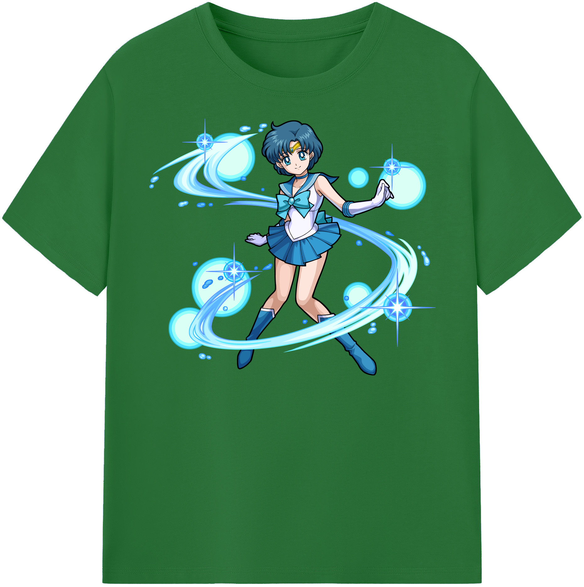（画像用） 美少女戦士セーラームーン 水野 亜美 みずの あみ Sailor Moon Mizuno Ami 綿100％半袖Tシャツ（フロントプリント）