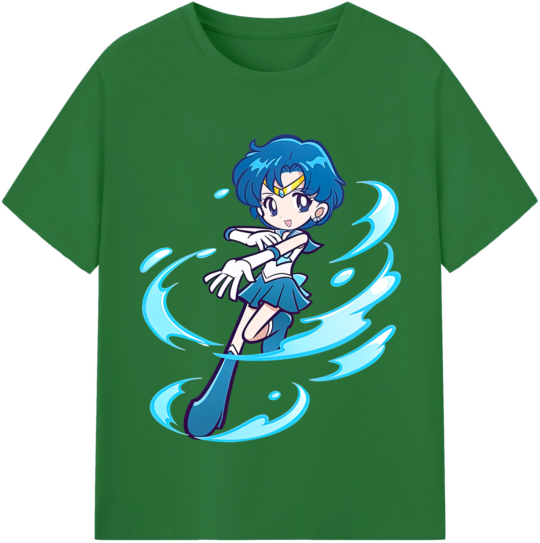 （画像用） 美少女戦士セーラームーン 水野 亜美 みずの あみ Sailor Moon Mizuno Ami 綿100％半袖Tシャツ（フロントプリント）