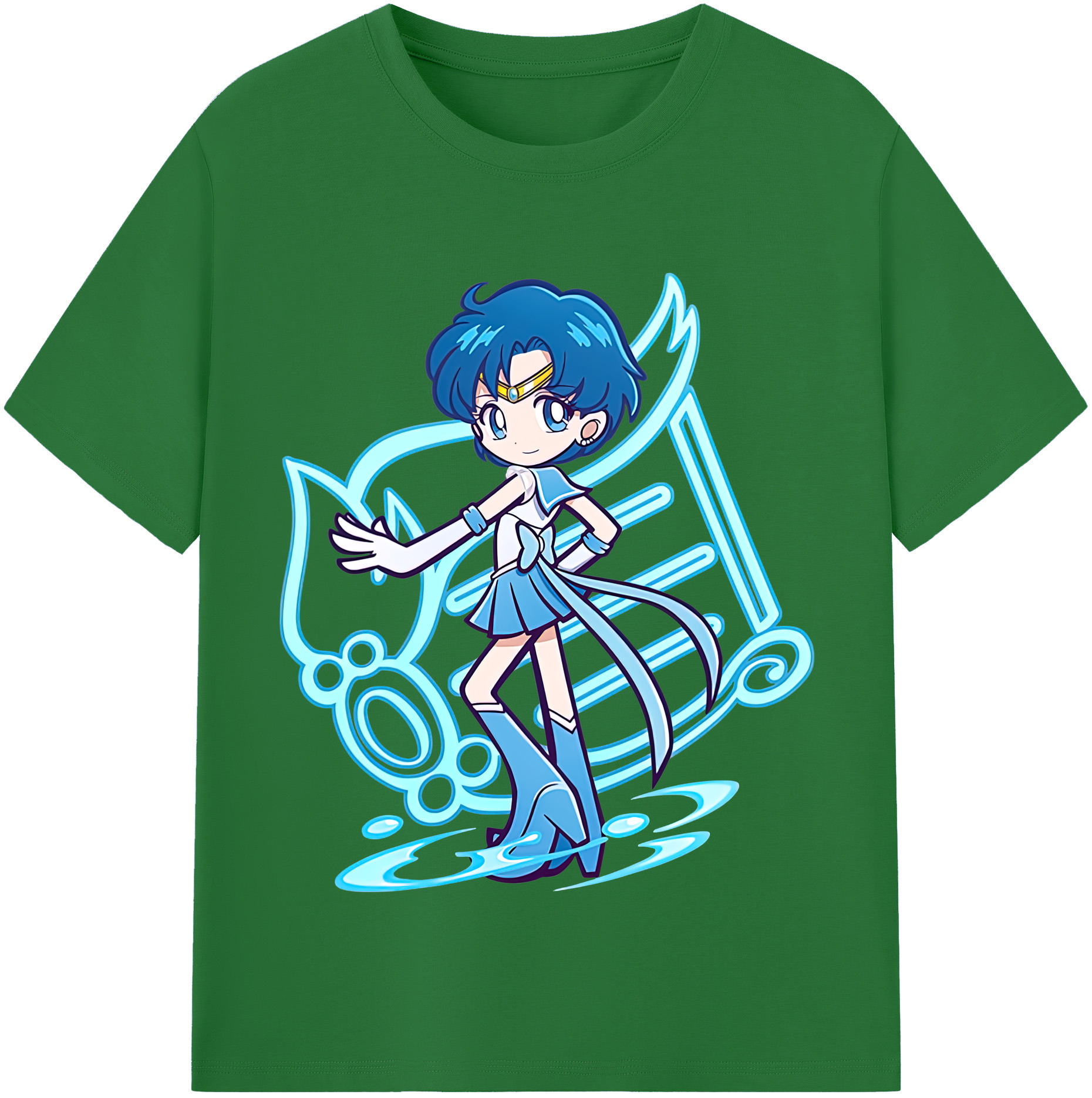 （画像用） 美少女戦士セーラームーン 水野 亜美 みずの あみ Sailor Moon Mizuno Ami 綿100％半袖Tシャツ（フロントプリント）