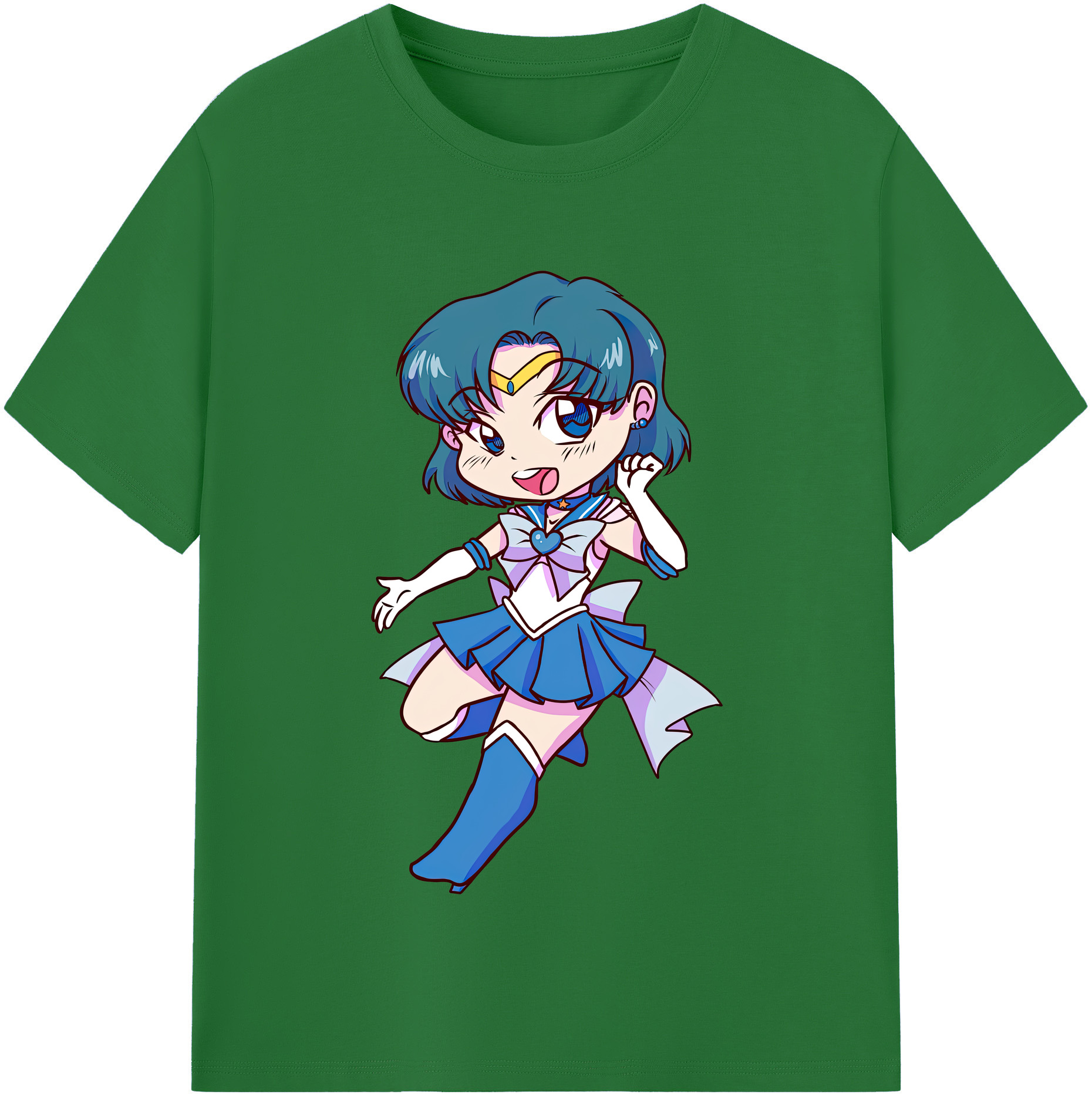 （画像用） 美少女戦士セーラームーン 水野 亜美 みずの あみ Sailor Moon Mizuno Ami 綿100％半袖Tシャツ（フロントプリント）