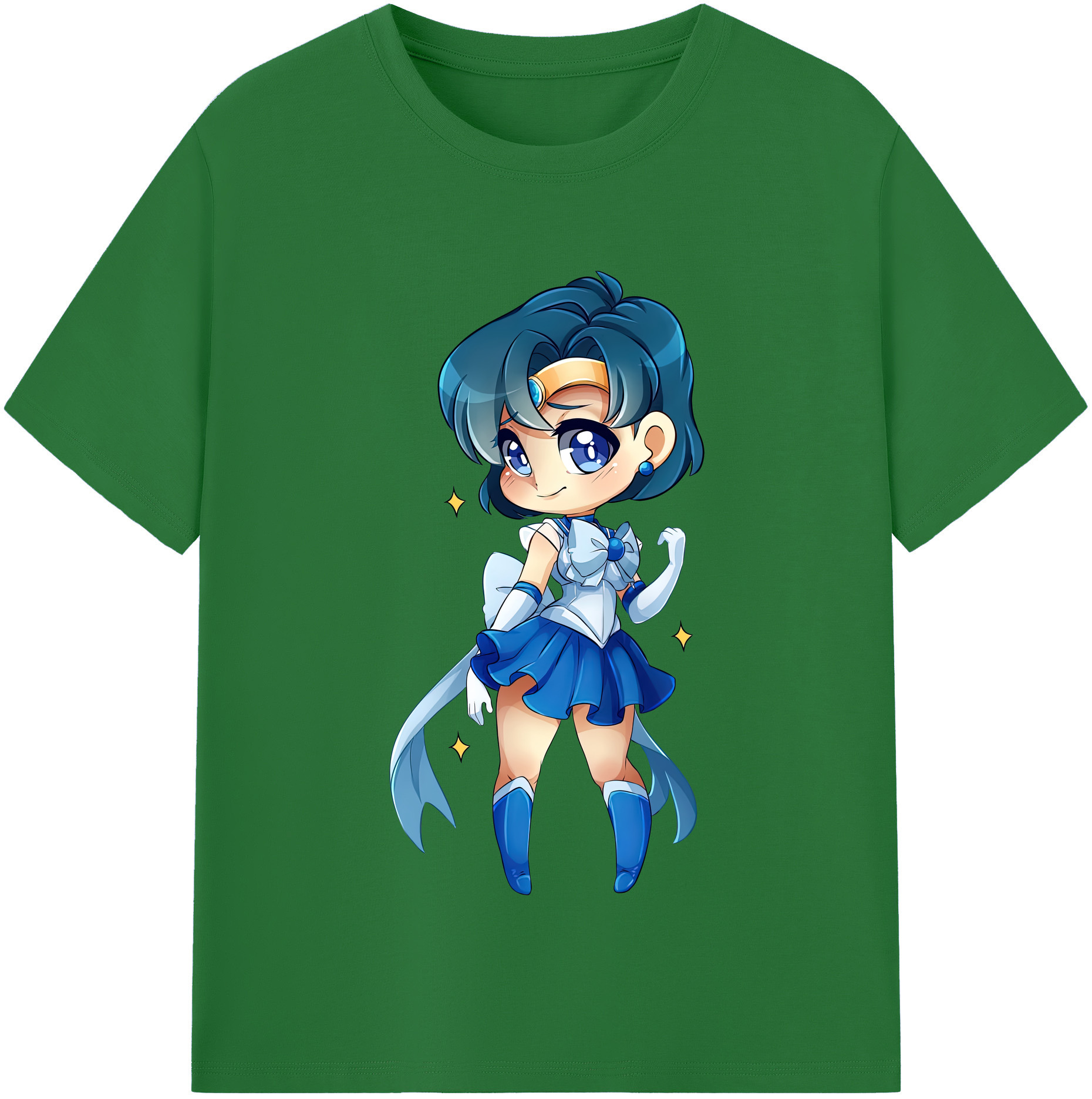 （画像用） 美少女戦士セーラームーン 水野 亜美 みずの あみ Sailor Moon Mizuno Ami 綿100％半袖Tシャツ（フロントプリント）