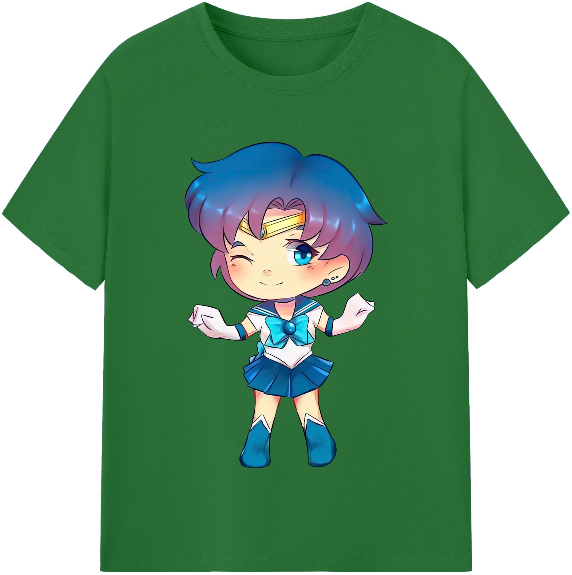 （画像用） 美少女戦士セーラームーン 水野 亜美 みずの あみ Sailor Moon Mizuno Ami 綿100％半袖Tシャツ（フロントプリント）
