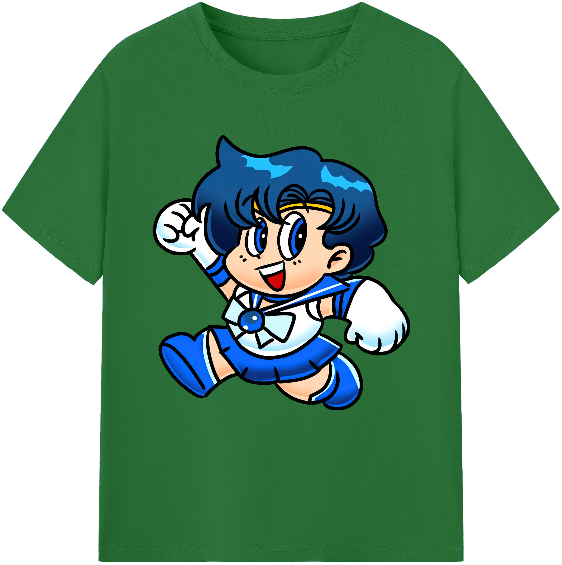 （画像用） 美少女戦士セーラームーン 水野 亜美 みずの あみ Sailor Moon Mizuno Ami 綿100％半袖Tシャツ（フロントプリント）