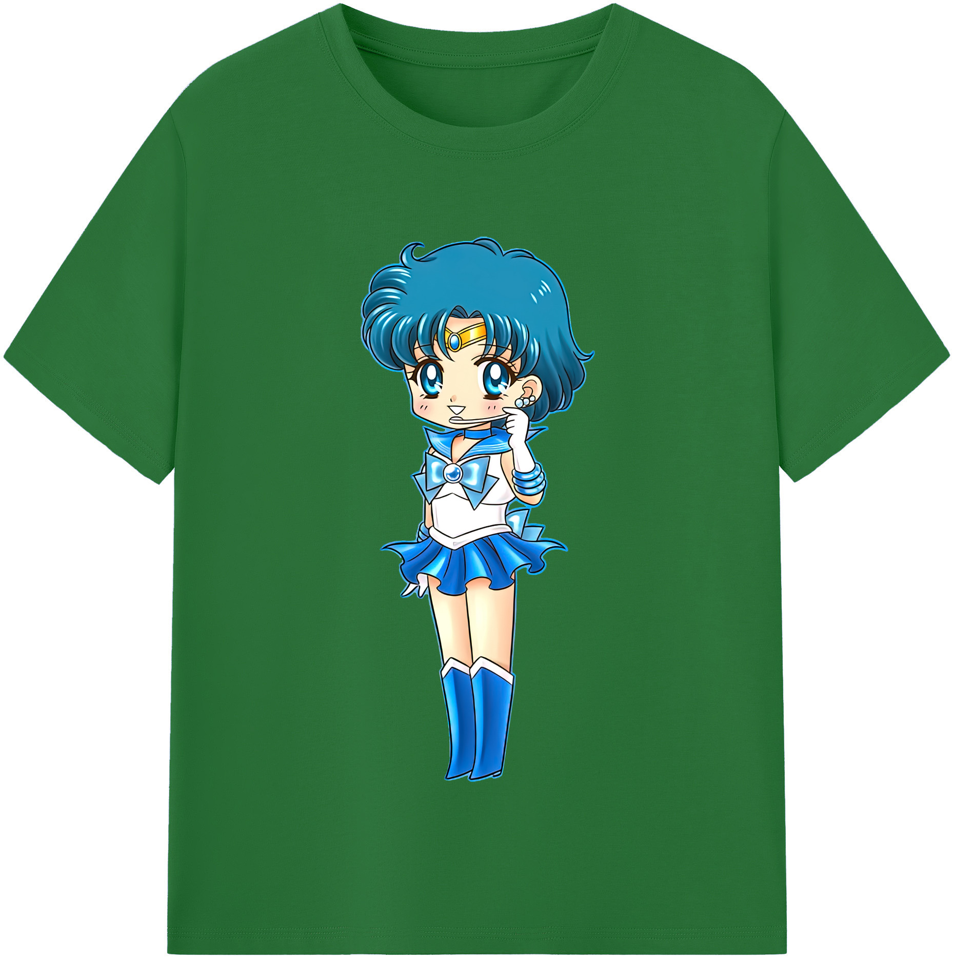 （画像用） 美少女戦士セーラームーン 水野 亜美 みずの あみ Sailor Moon Mizuno Ami 綿100％半袖Tシャツ（フロントプリント）