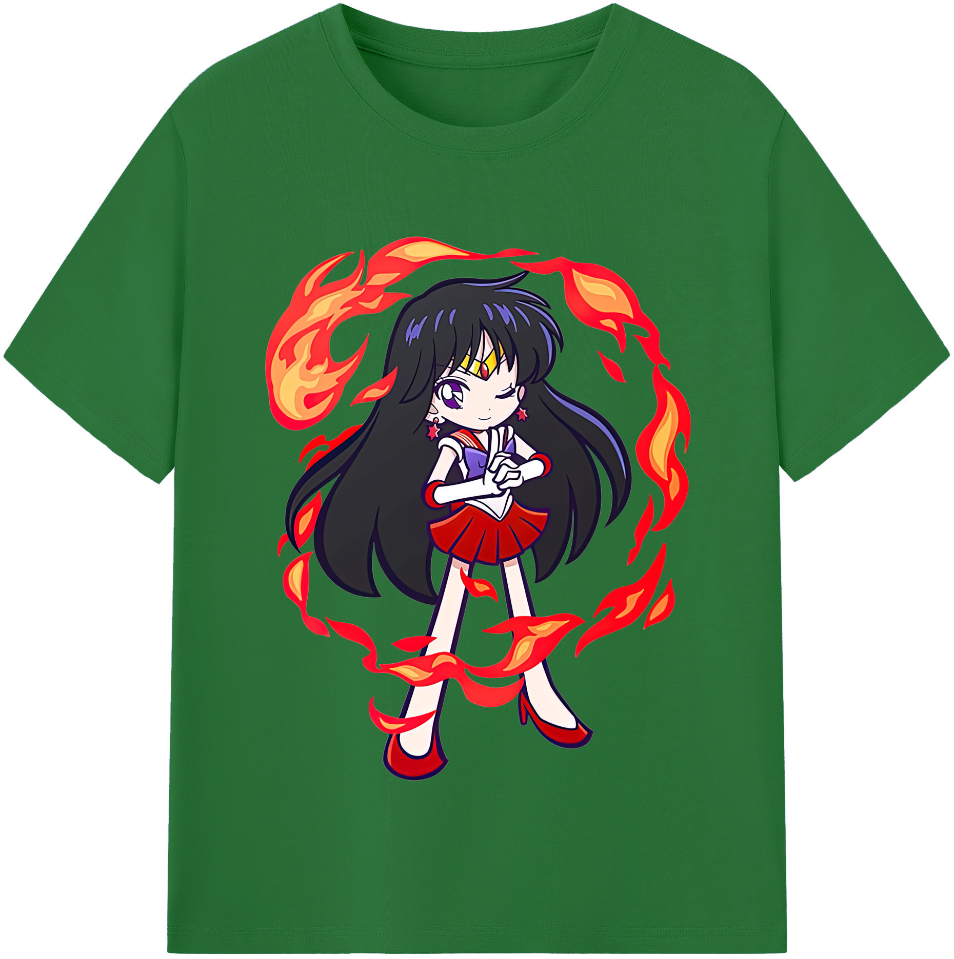 （画像用） 美少女戦士セーラームーン 火野レイ ひの レイ Sailor Moon Hino Rei （セーラーマーズ,Sailor Mars） 綿100％半袖Tシャツ（フロントプリント）