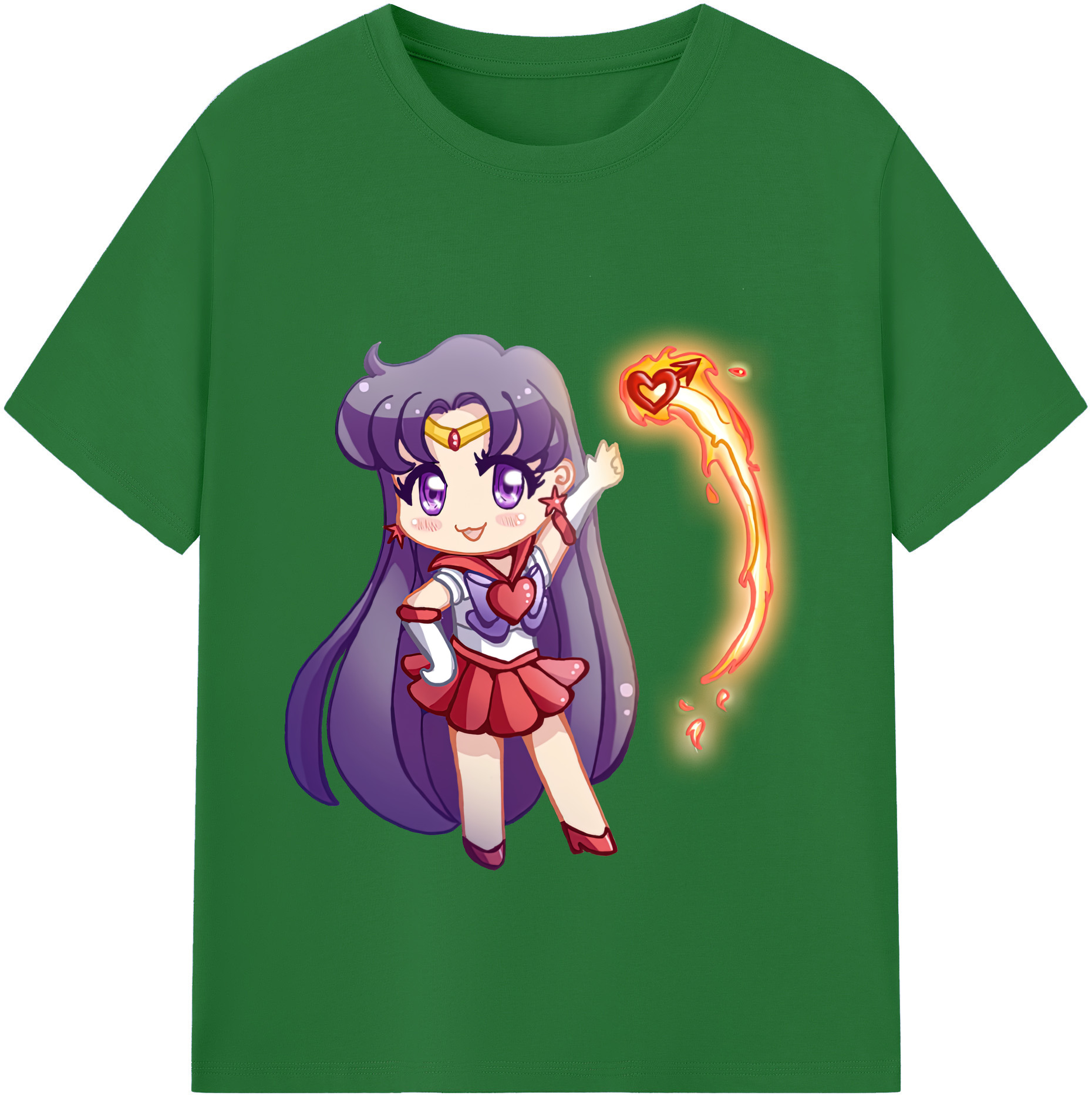 （画像用） 美少女戦士セーラームーン 火野レイ ひの レイ Sailor Moon Hino Rei （セーラーマーズ,Sailor Mars） 綿100％半袖Tシャツ（フロントプリント）