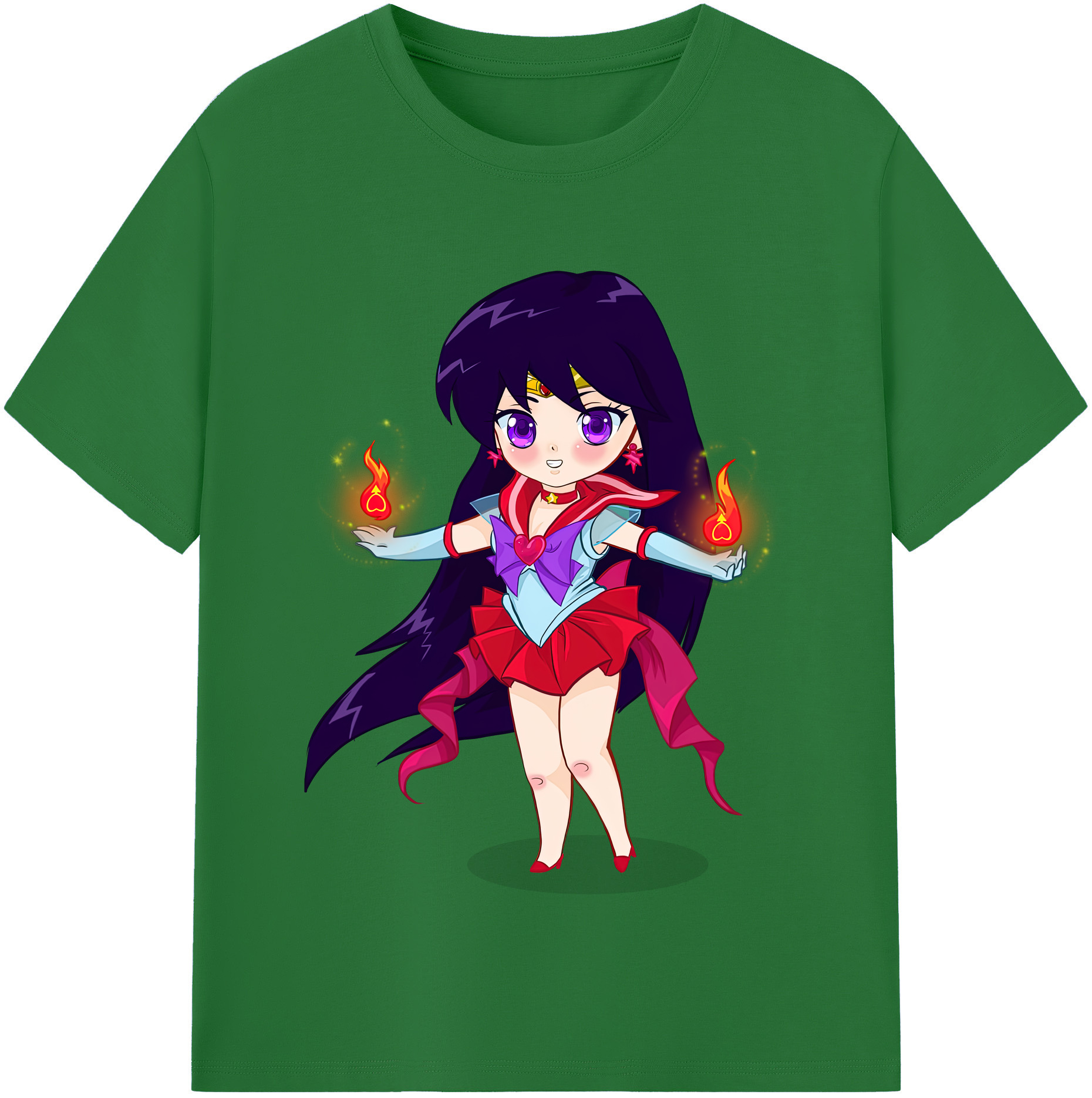 （画像用） 美少女戦士セーラームーン 火野レイ ひの レイ Sailor Moon Hino Rei （セーラーマーズ,Sailor Mars） 綿100％半袖Tシャツ（フロントプリント）