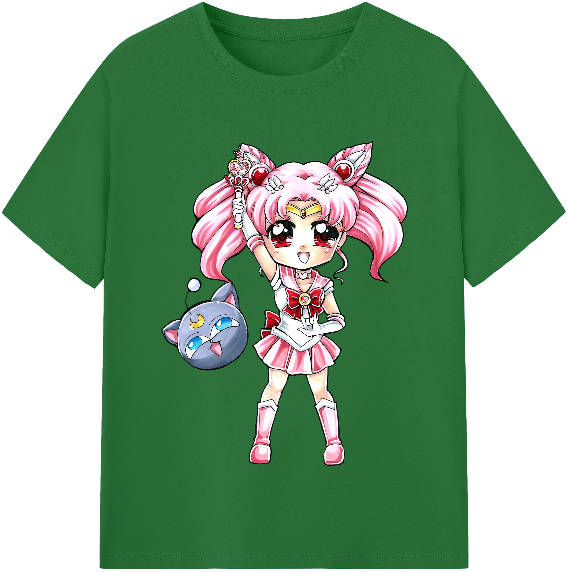 （画像用） 美少女戦士セーラームーン ちびうさ Sailor Moon Chibiusa Tsukino Usagi Small Lady Serenity 綿100％半袖Tシャツ（フロントプリント）