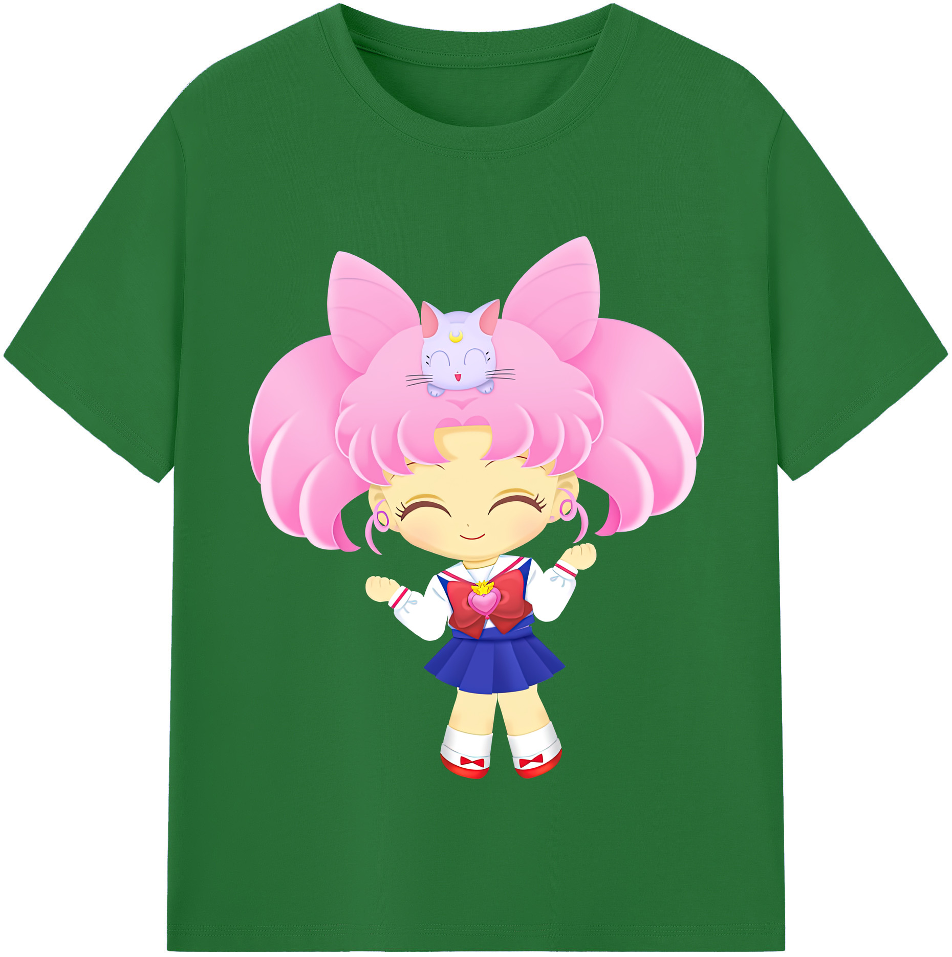 （画像用） 美少女戦士セーラームーン ちびうさ Sailor Moon Chibiusa Tsukino Usagi Small Lady Serenity 綿100％半袖Tシャツ（フロントプリント）