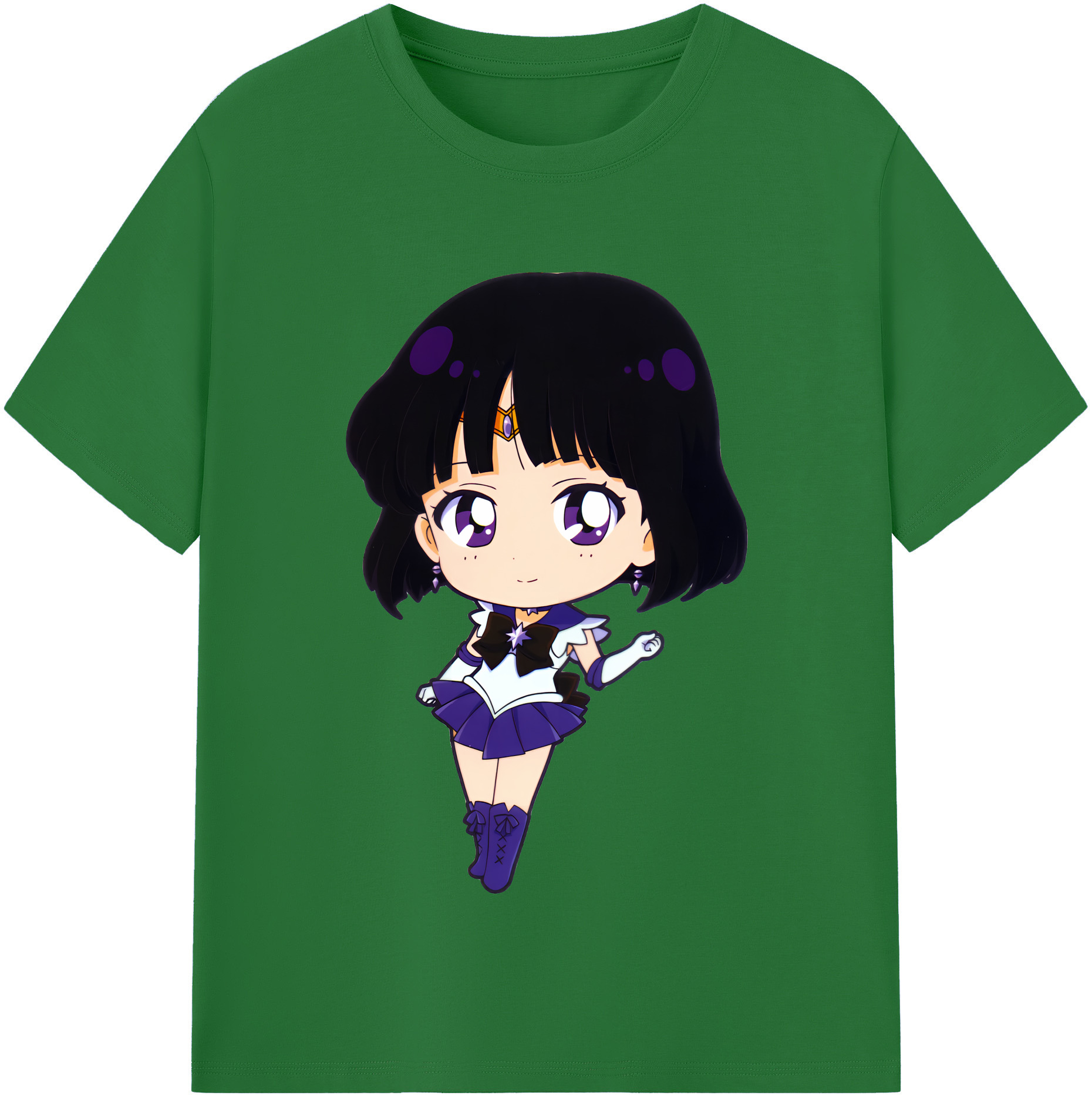 （画像用） 美少女戦士セーラームーン 土萠ほたる Sailor Moon Tomoe Hotaru （セーラーサターン；Sailor Saturn） 綿100％半袖Tシャツ（フロントプリント）