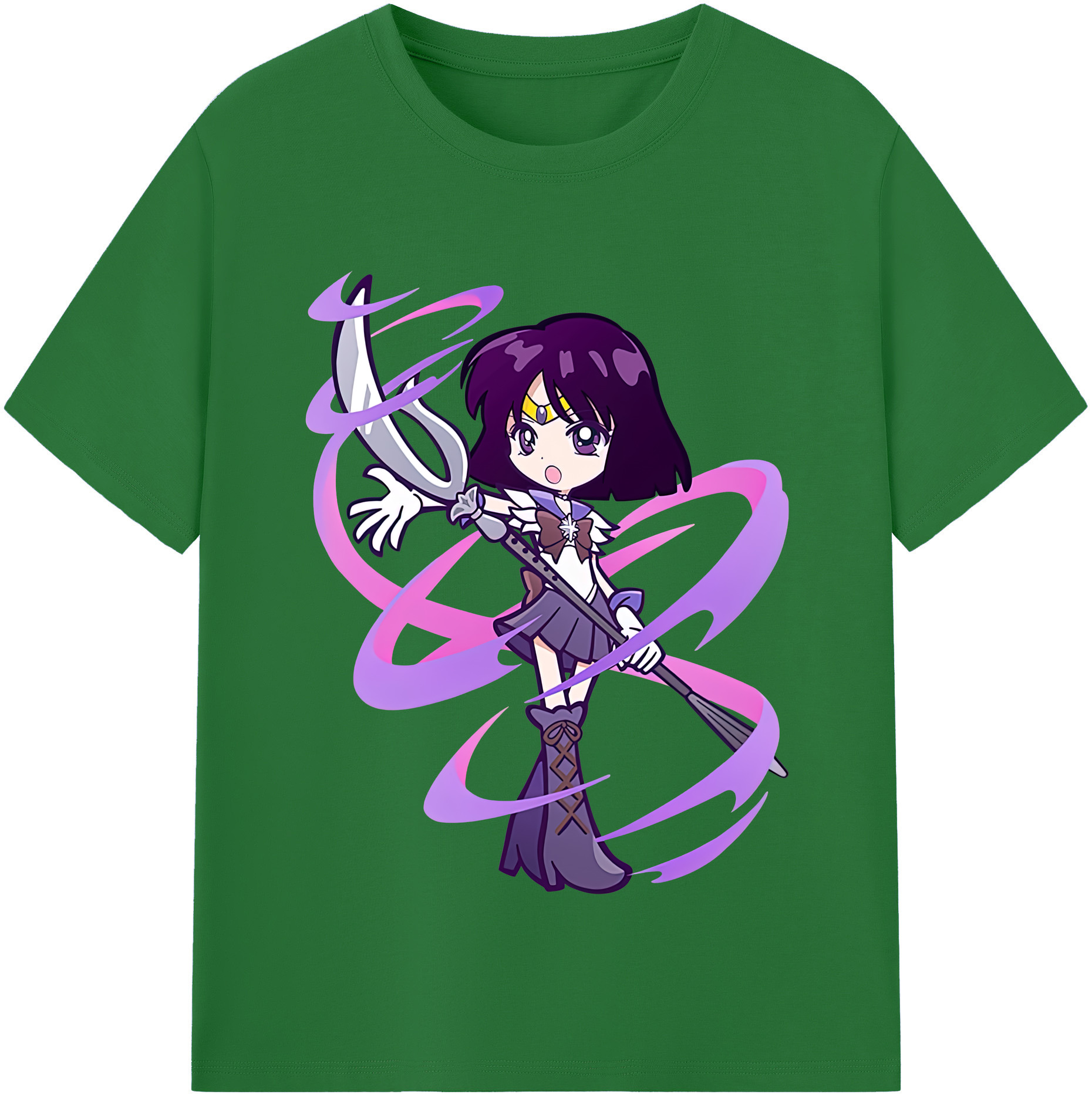 （画像用） 美少女戦士セーラームーン 土萠ほたる Sailor Moon Tomoe Hotaru （セーラーサターン；Sailor Saturn） 綿100％半袖Tシャツ（フロントプリント）
