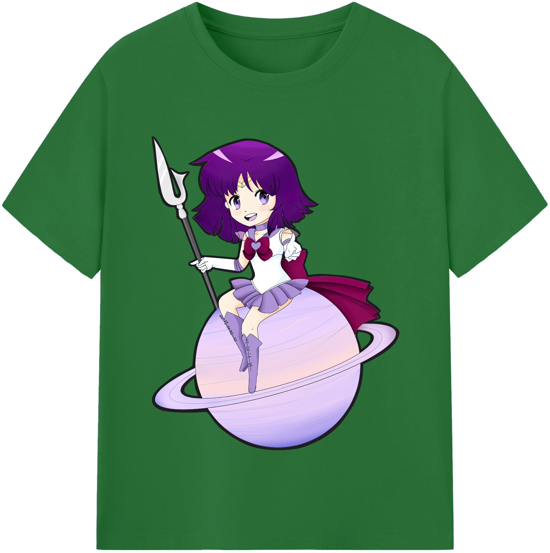 （画像用） 美少女戦士セーラームーン 土萠ほたる Sailor Moon Tomoe Hotaru （セーラーサターン；Sailor Saturn） 綿100％半袖Tシャツ（フロントプリント）