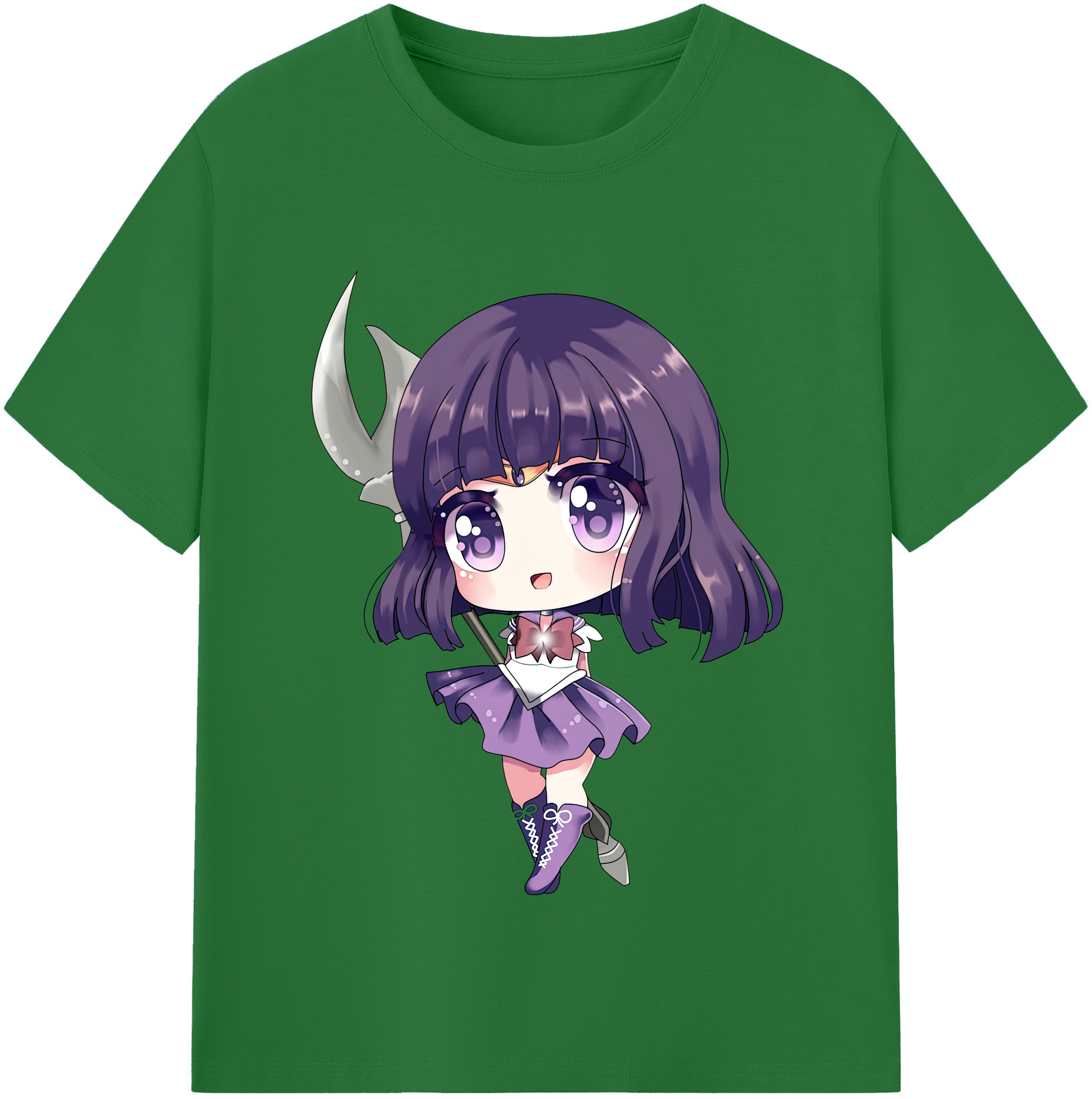（画像用） 美少女戦士セーラームーン 土萠ほたる Sailor Moon Tomoe Hotaru （セーラーサターン；Sailor Saturn） 綿100％半袖Tシャツ（フロントプリント）