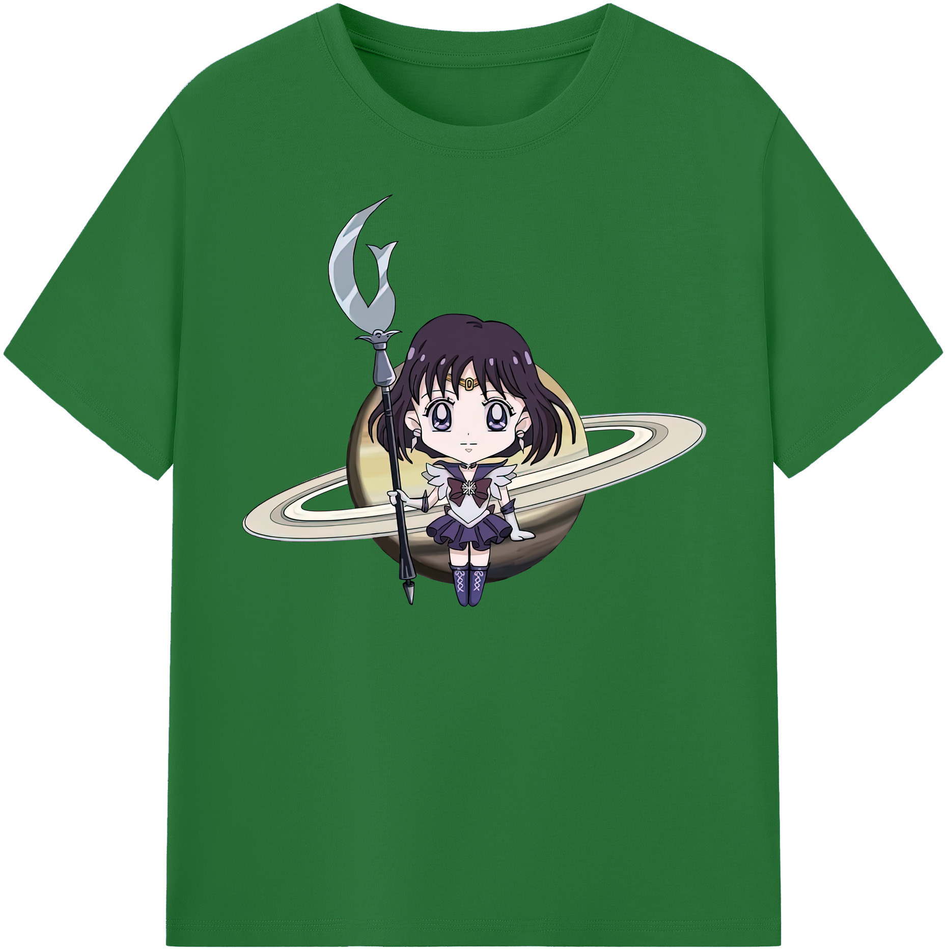 （画像用） 美少女戦士セーラームーン 土萠ほたる Sailor Moon Tomoe Hotaru （セーラーサターン；Sailor Saturn） 綿100％半袖Tシャツ（フロントプリント）