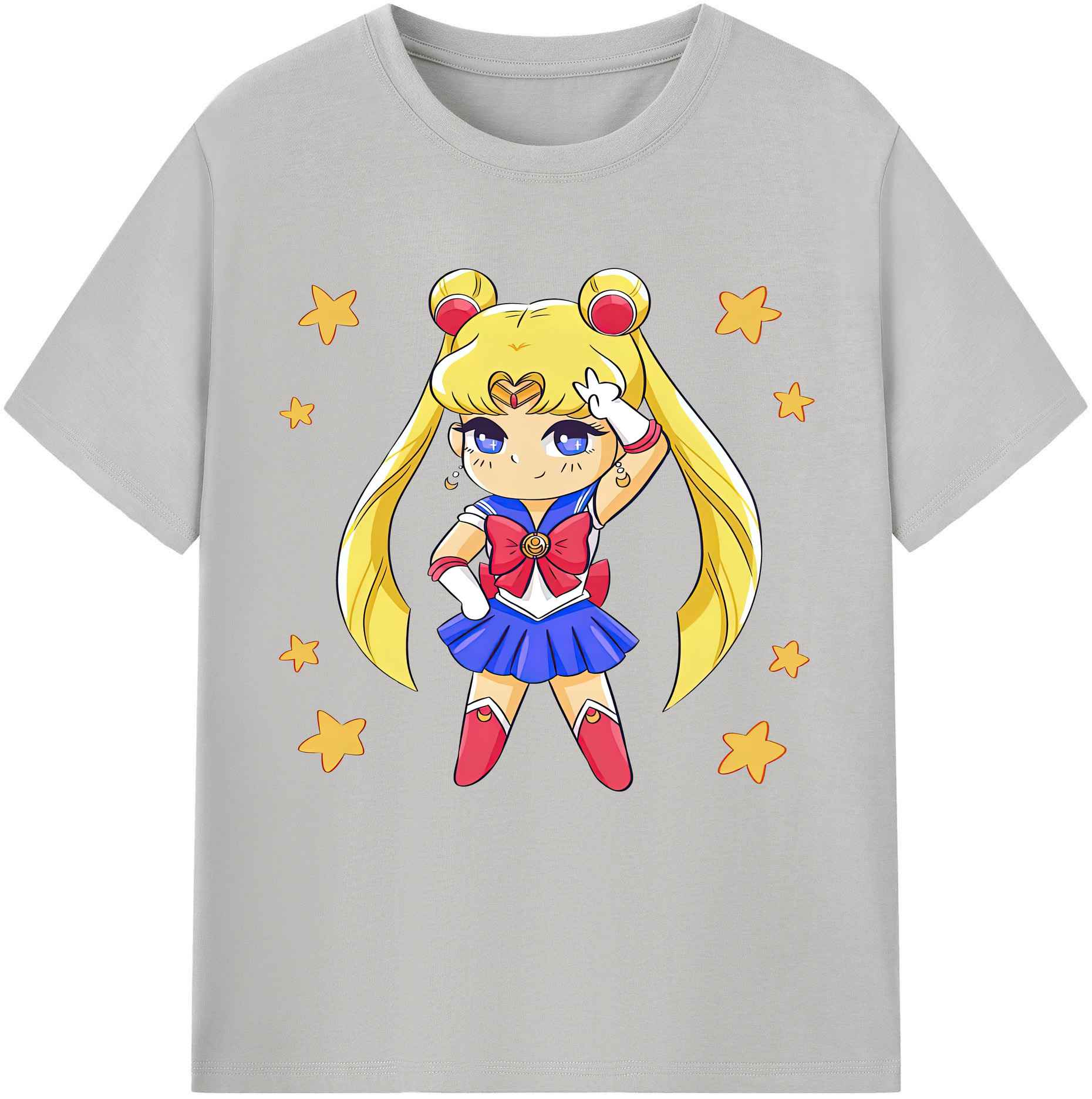 （画像用） 美少女戦士セーラームーン 月野 うさぎ つきの うさぎ Sailor Moon Tsukino Usagi 綿100％半袖Tシャツ（フロントプリント）