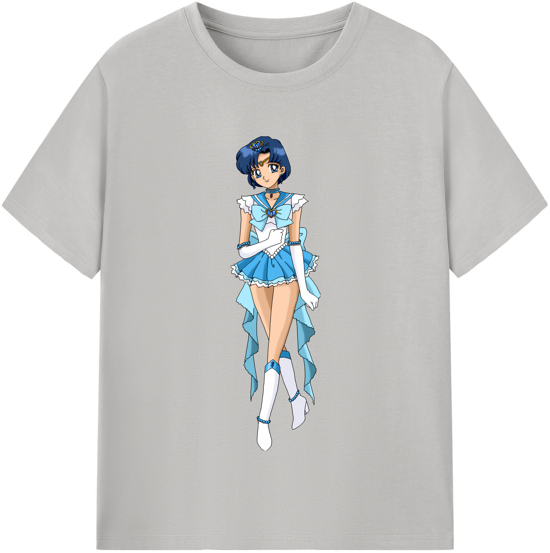 （画像用） 美少女戦士セーラームーン 水野 亜美 みずの あみ Sailor Moon Mizuno Ami 綿100％半袖Tシャツ（フロントプリント）