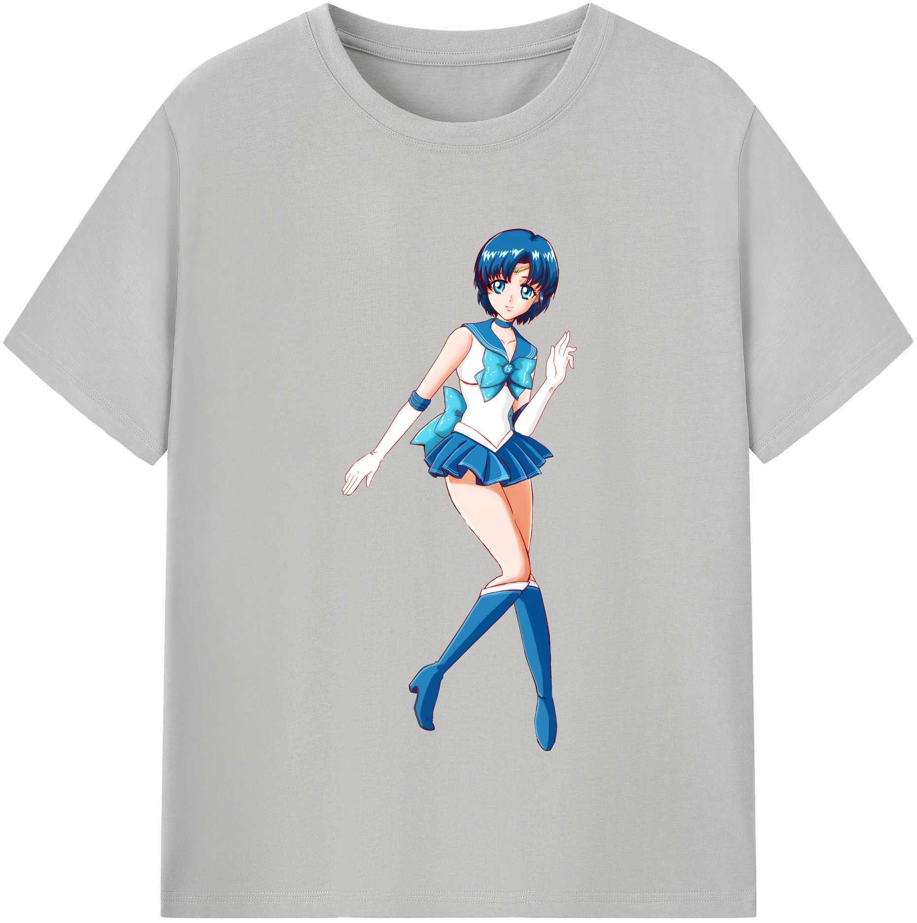 （画像用） 美少女戦士セーラームーン 水野 亜美 みずの あみ Sailor Moon Mizuno Ami 綿100％半袖Tシャツ（フロントプリント）