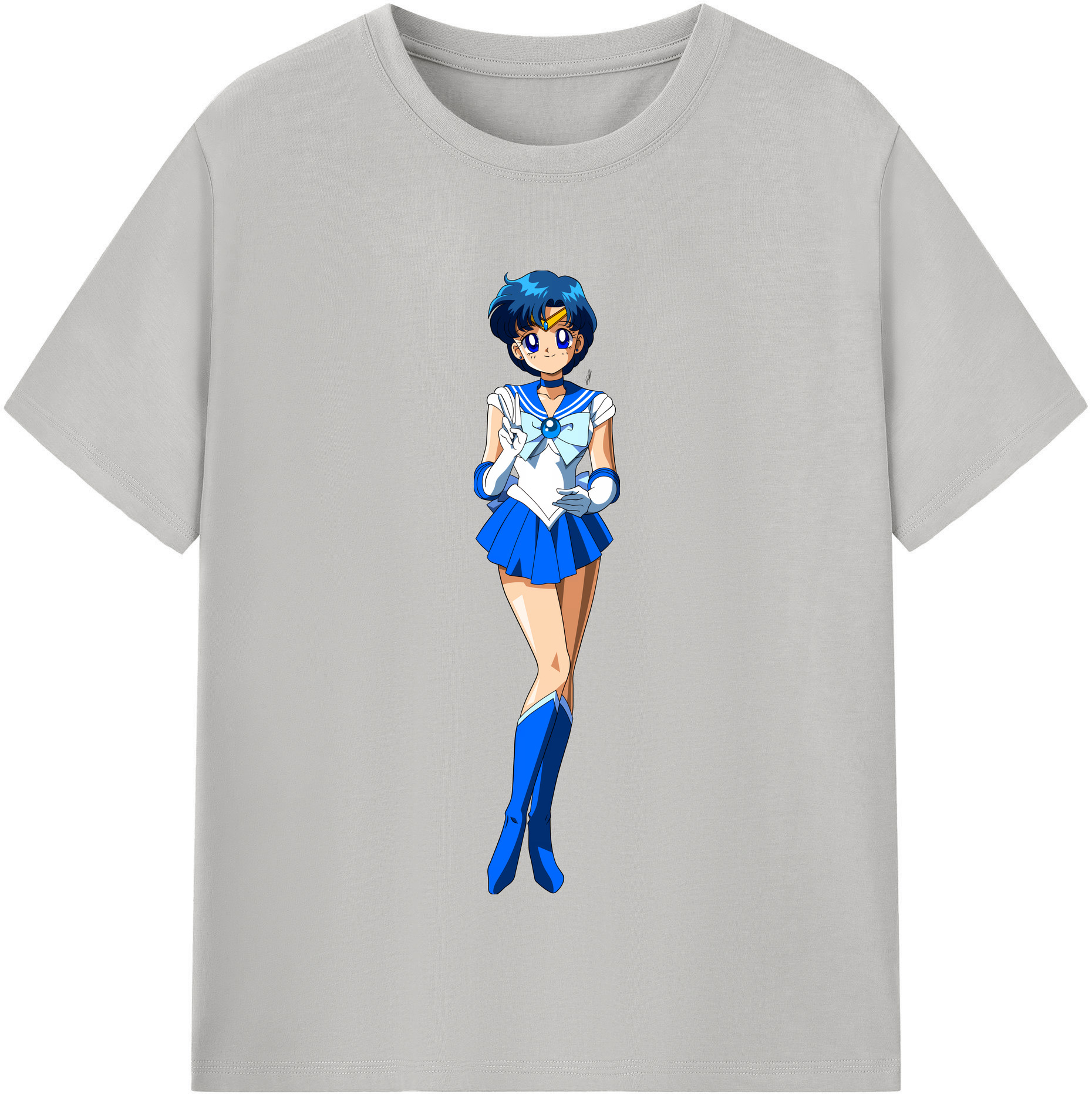 （画像用） 美少女戦士セーラームーン 水野 亜美 みずの あみ Sailor Moon Mizuno Ami 綿100％半袖Tシャツ（フロントプリント）