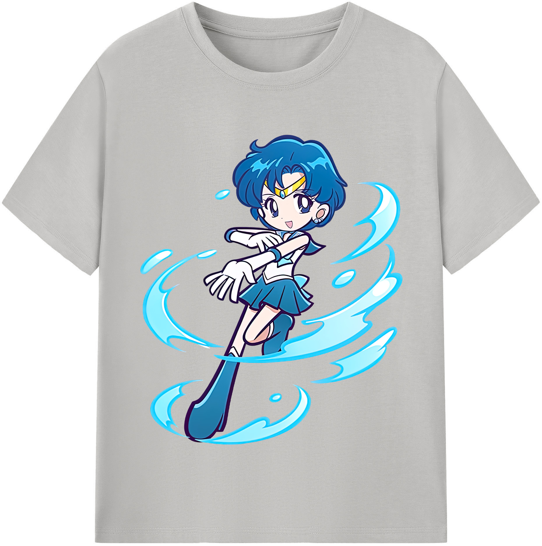 （画像用） 美少女戦士セーラームーン 水野 亜美 みずの あみ Sailor Moon Mizuno Ami 綿100％半袖Tシャツ（フロントプリント）