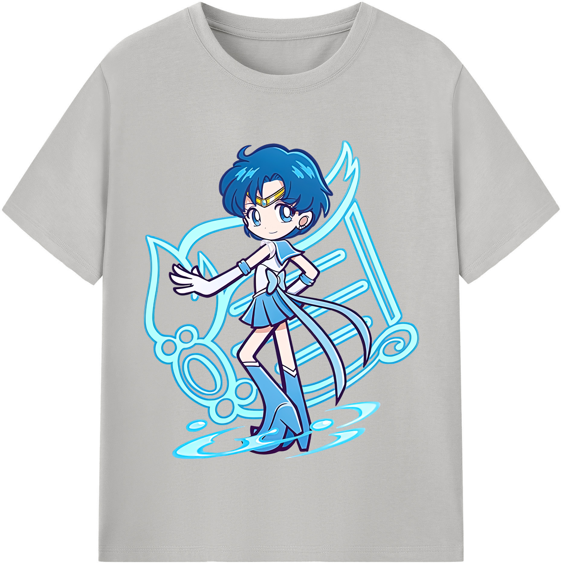 （画像用） 美少女戦士セーラームーン 水野 亜美 みずの あみ Sailor Moon Mizuno Ami 綿100％半袖Tシャツ（フロントプリント）