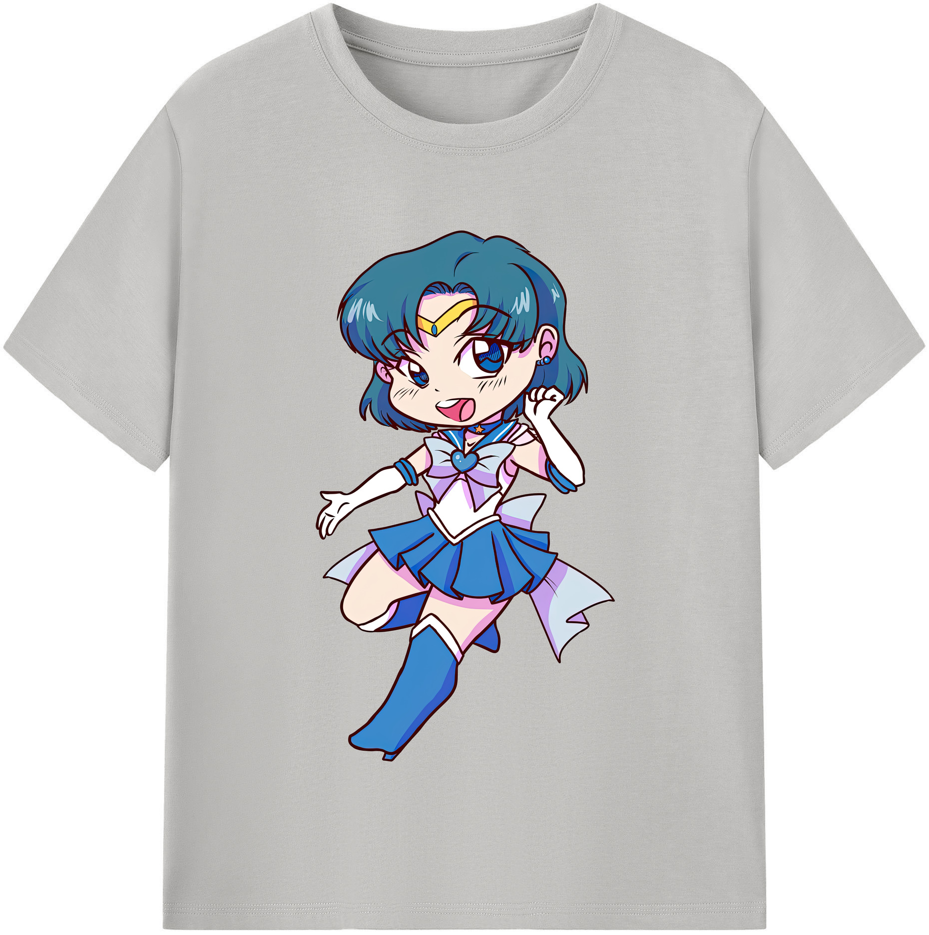 （画像用） 美少女戦士セーラームーン 水野 亜美 みずの あみ Sailor Moon Mizuno Ami 綿100％半袖Tシャツ（フロントプリント）