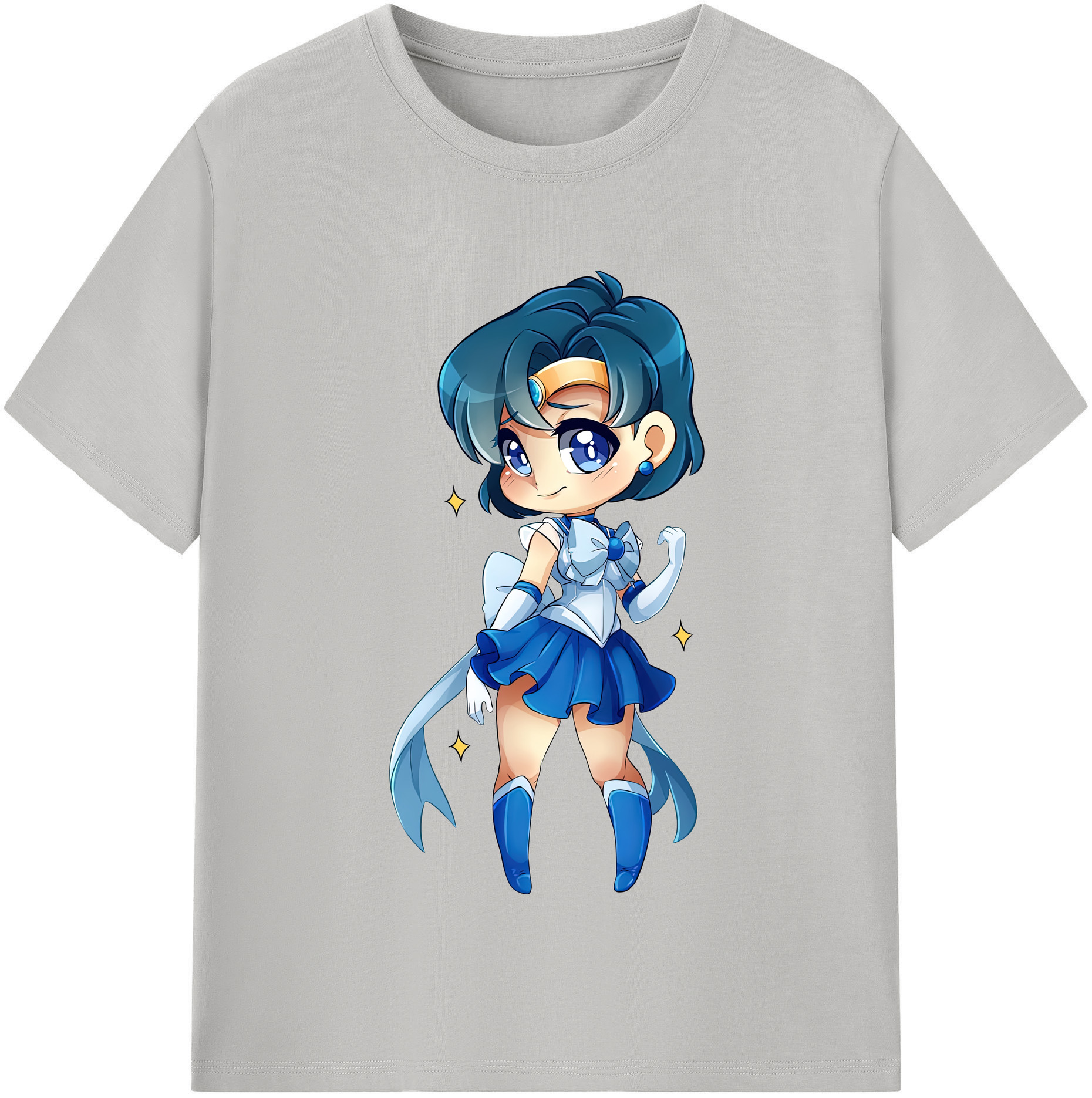 （画像用） 美少女戦士セーラームーン 水野 亜美 みずの あみ Sailor Moon Mizuno Ami 綿100％半袖Tシャツ（フロントプリント）