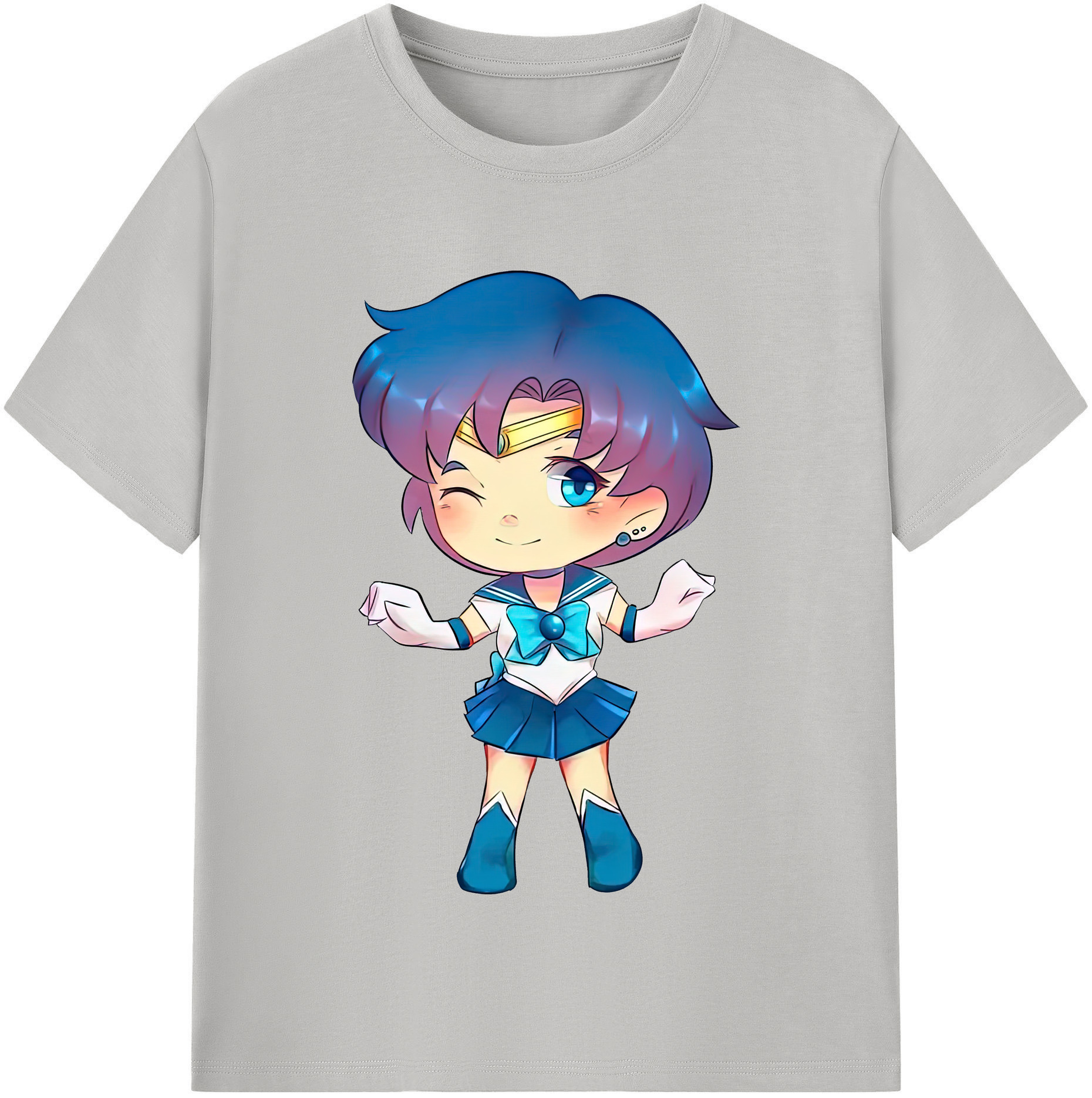 （画像用） 美少女戦士セーラームーン 水野 亜美 みずの あみ Sailor Moon Mizuno Ami 綿100％半袖Tシャツ（フロントプリント）