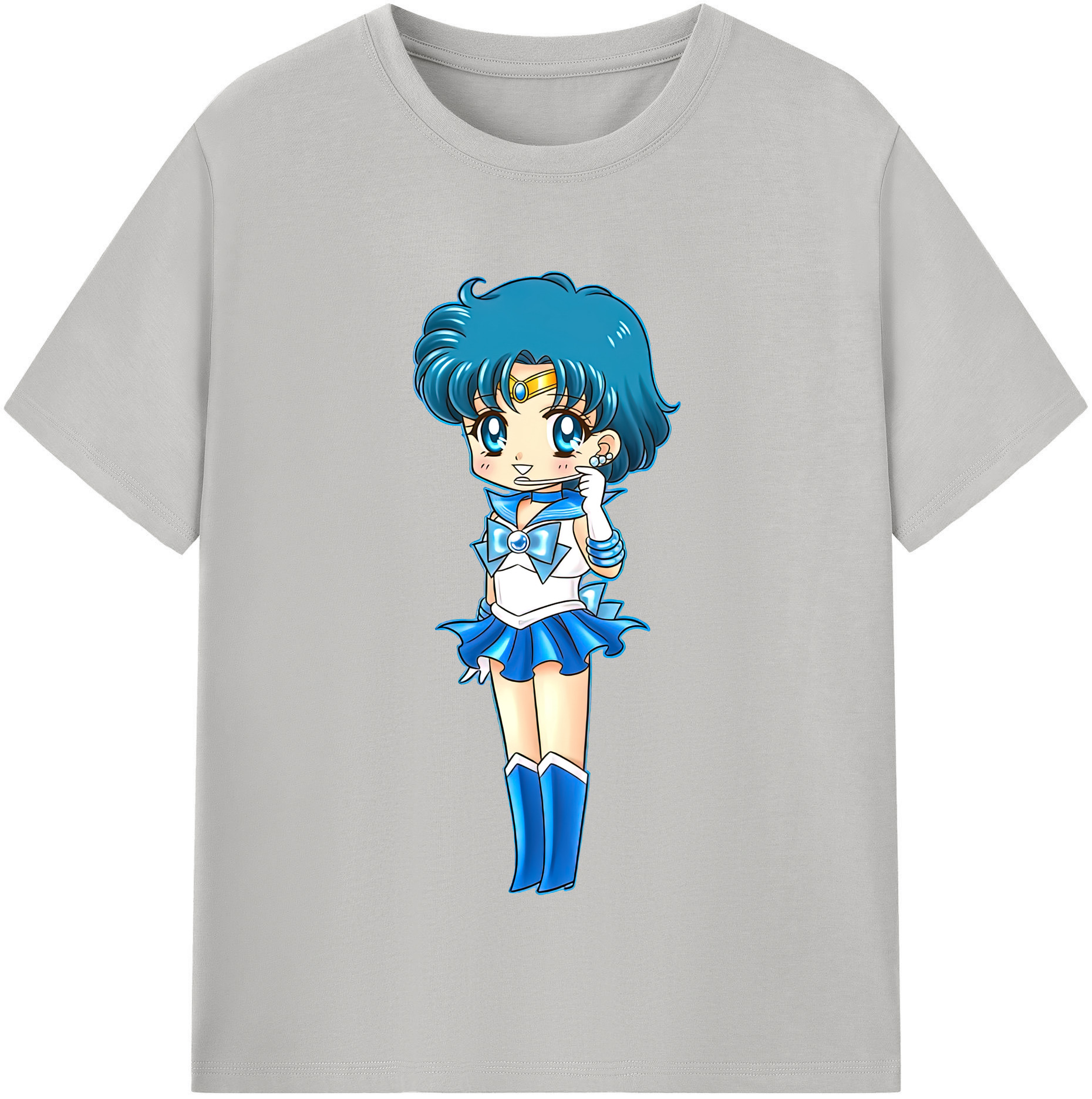 （画像用） 美少女戦士セーラームーン 水野 亜美 みずの あみ Sailor Moon Mizuno Ami 綿100％半袖Tシャツ（フロントプリント）