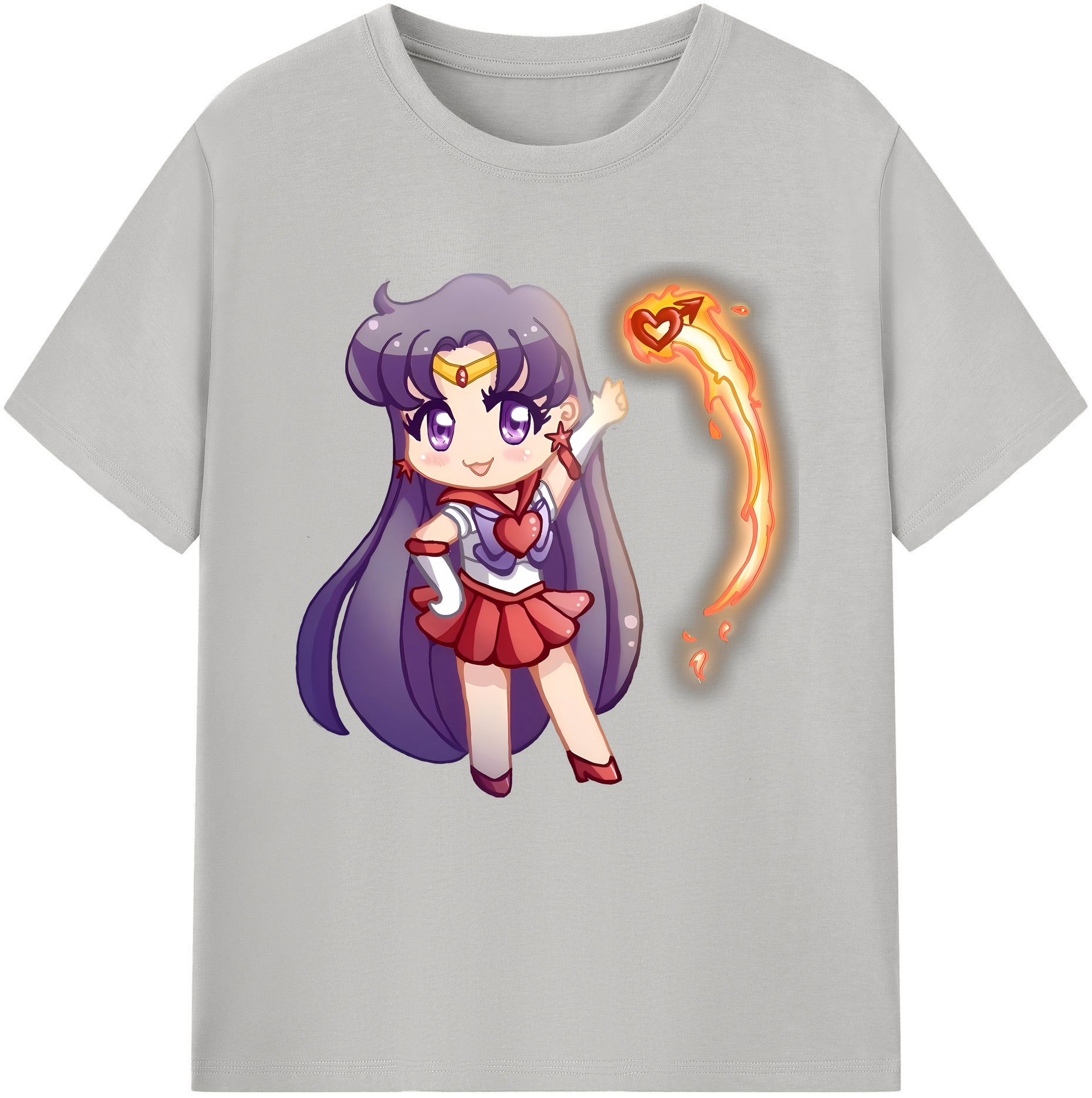 （画像用） 美少女戦士セーラームーン 火野レイ ひの レイ Sailor Moon Hino Rei （セーラーマーズ,Sailor Mars） 綿100％半袖Tシャツ（フロントプリント）