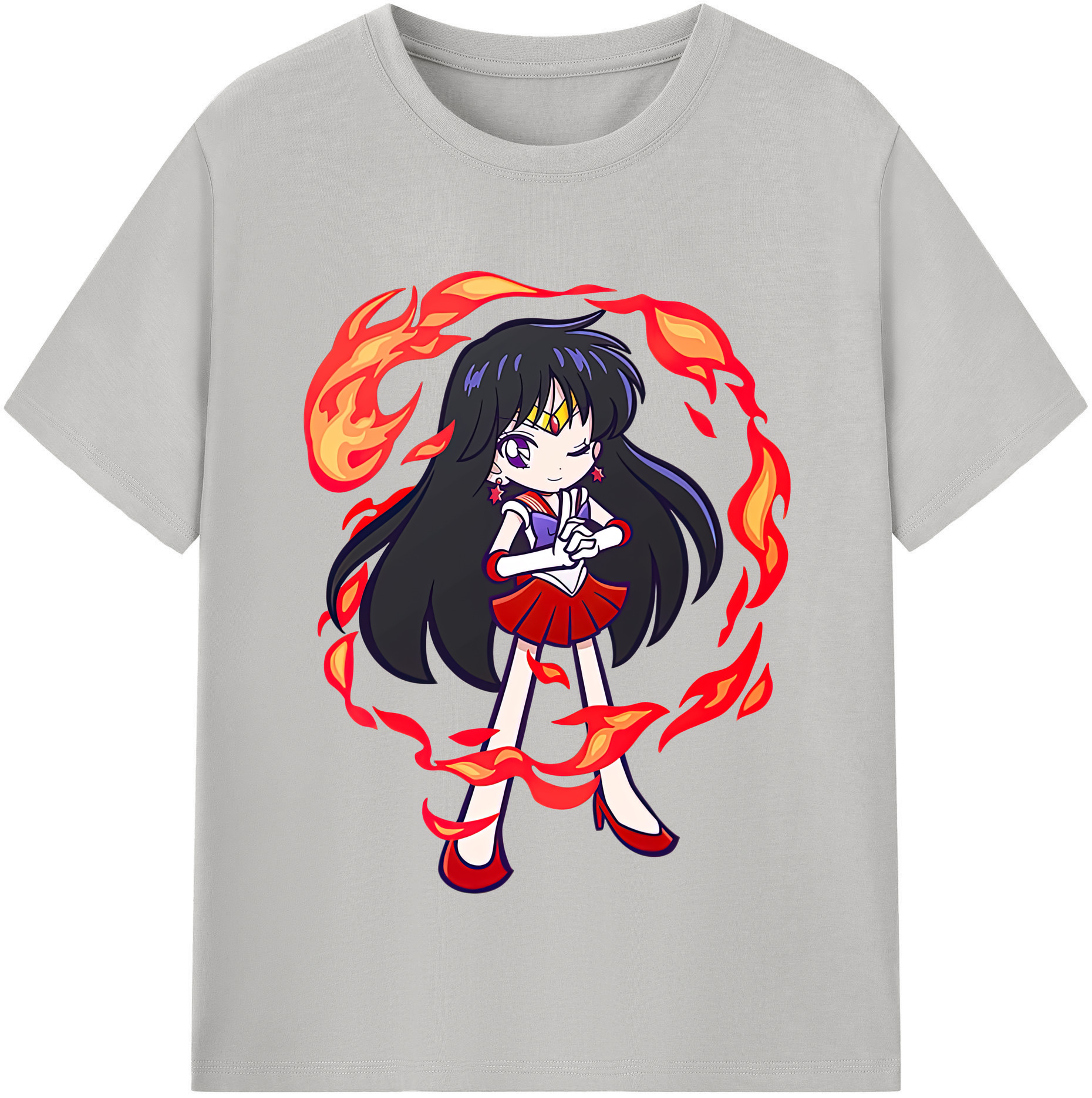 （画像用） 美少女戦士セーラームーン 火野レイ ひの レイ Sailor Moon Hino Rei （セーラーマーズ,Sailor Mars） 綿100％半袖Tシャツ（フロントプリント）