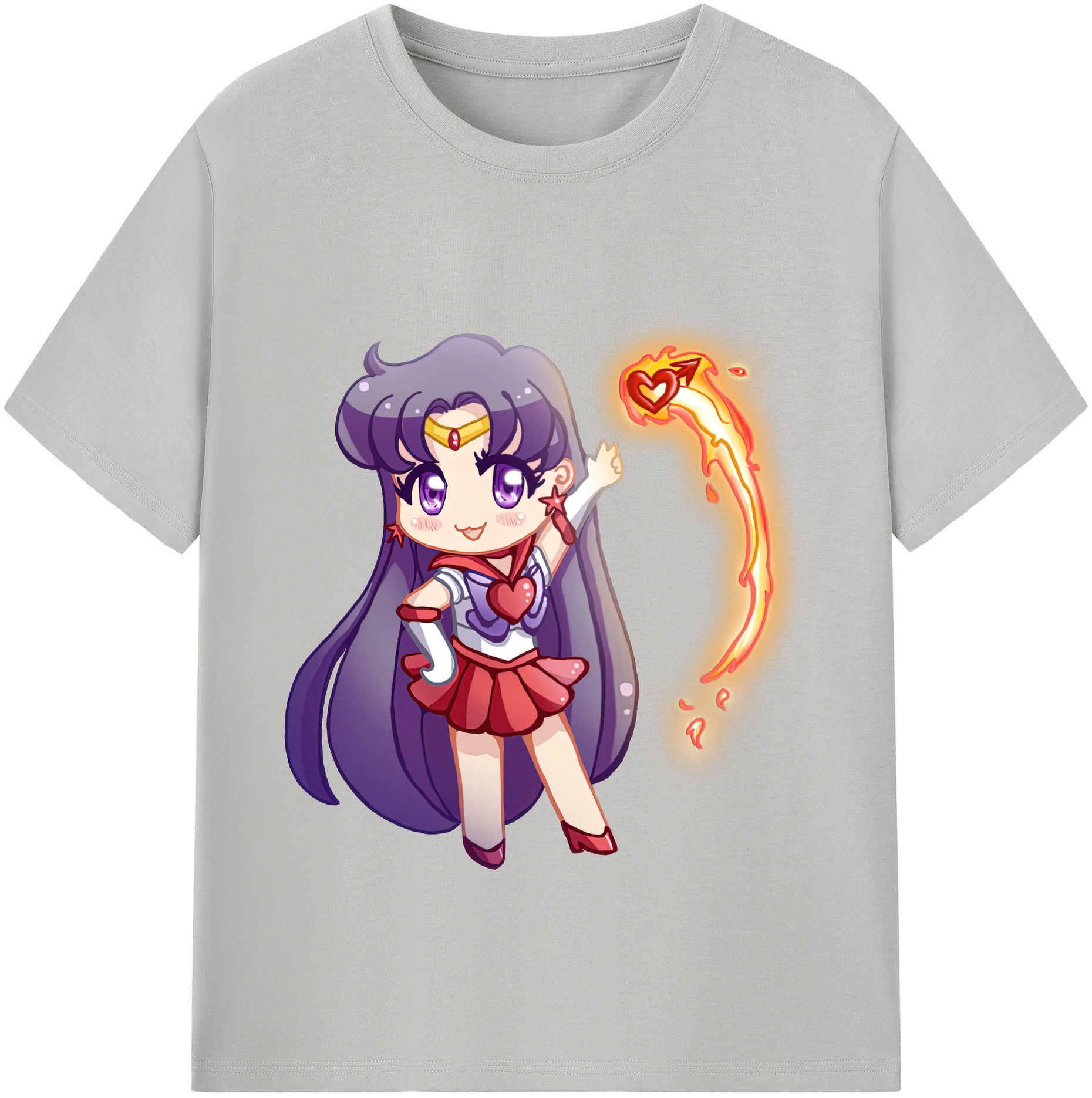 （画像用） 美少女戦士セーラームーン 火野レイ ひの レイ Sailor Moon Hino Rei （セーラーマーズ,Sailor Mars） 綿100％半袖Tシャツ（フロントプリント）