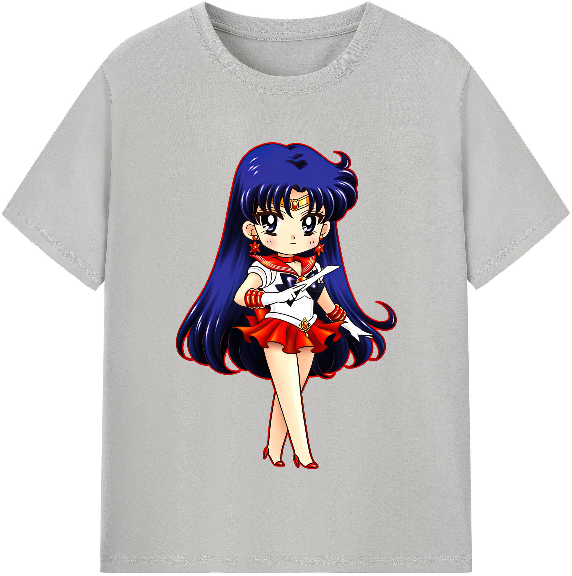 （画像用） 美少女戦士セーラームーン 火野レイ ひの レイ Sailor Moon Hino Rei （セーラーマーズ,Sailor Mars） 綿100％半袖Tシャツ（フロントプリント）