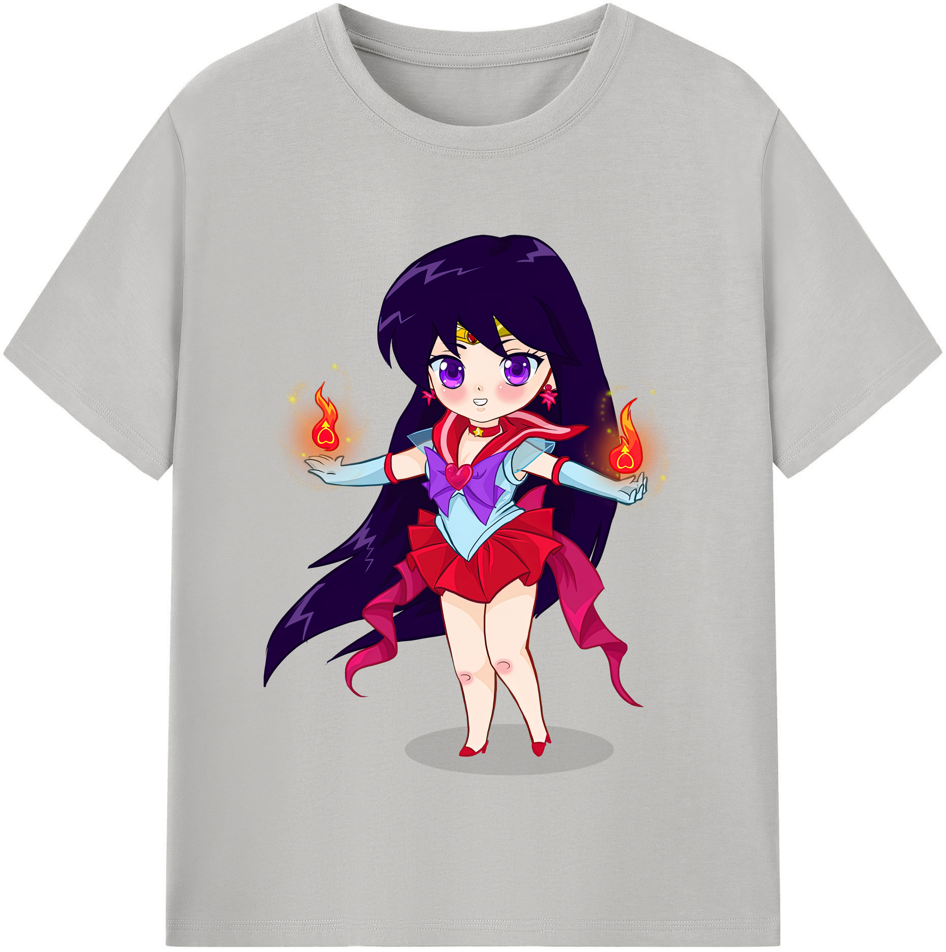 （画像用） 美少女戦士セーラームーン 火野レイ ひの レイ Sailor Moon Hino Rei （セーラーマーズ,Sailor Mars） 綿100％半袖Tシャツ（フロントプリント）