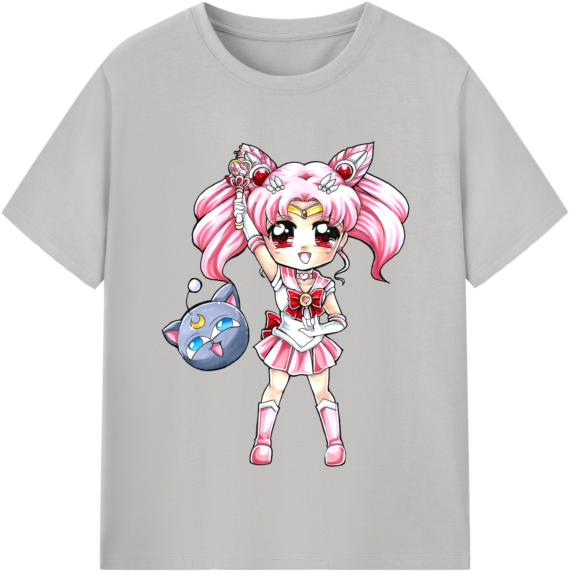 （画像用） 美少女戦士セーラームーン ちびうさ Sailor Moon Chibiusa Tsukino Usagi Small Lady Serenity 綿100％半袖Tシャツ（フロントプリント）