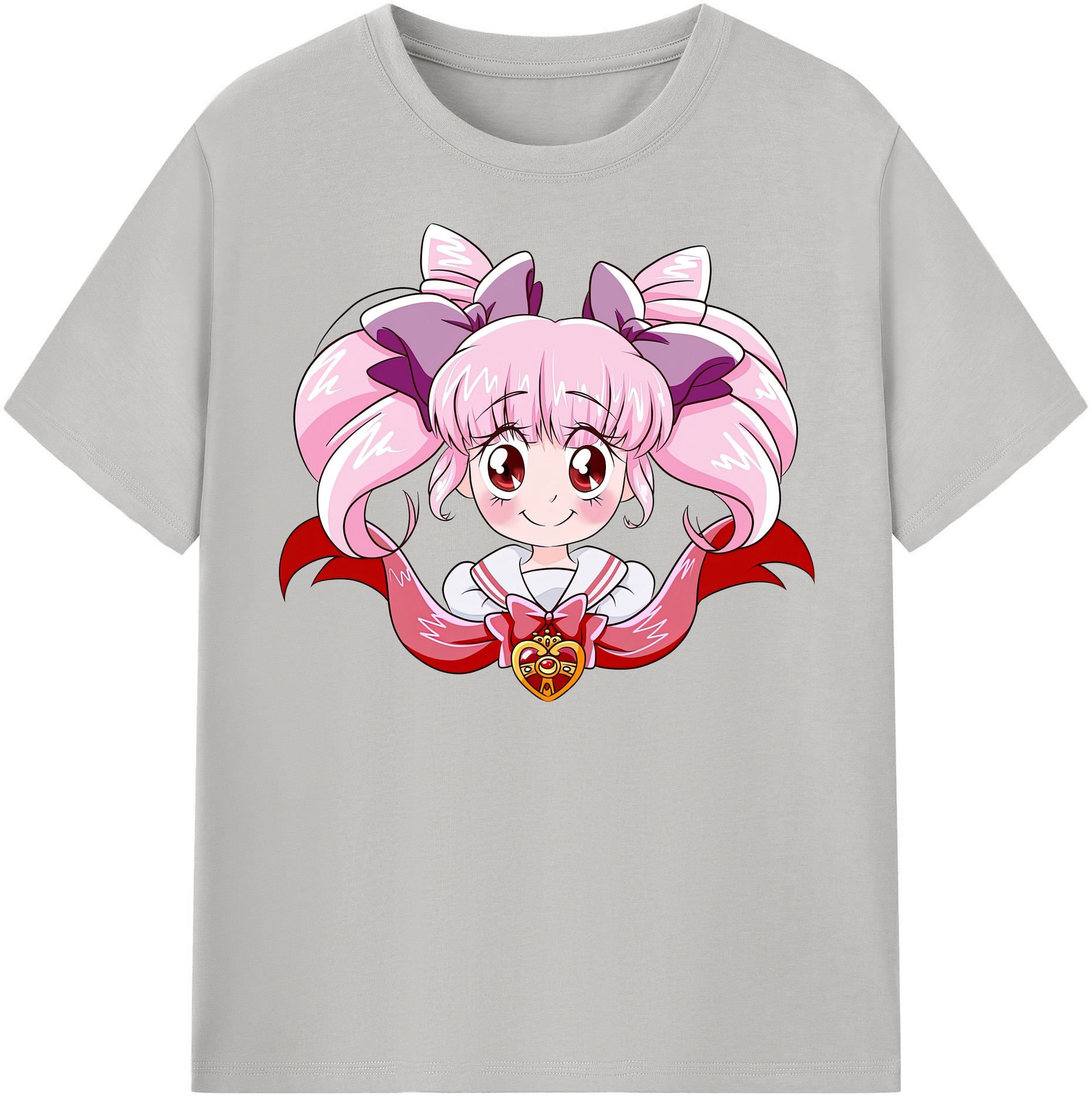 （画像用） 美少女戦士セーラームーン ちびうさ Sailor Moon Chibiusa Tsukino Usagi Small Lady Serenity 綿100％半袖Tシャツ（フロントプリント）