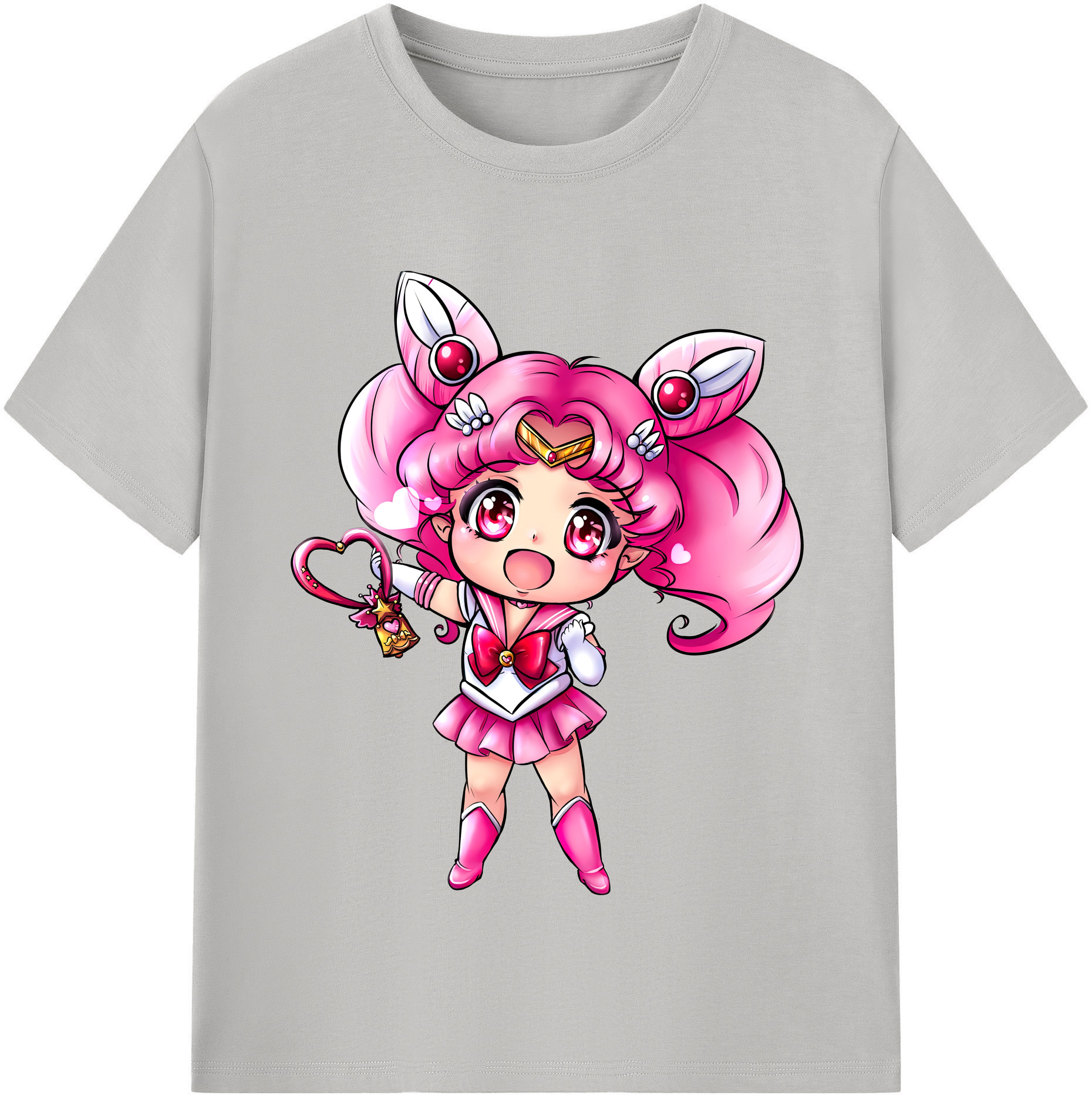 （画像用） 美少女戦士セーラームーン ちびうさ Sailor Moon Chibiusa Tsukino Usagi Small Lady Serenity 綿100％半袖Tシャツ（フロントプリント）