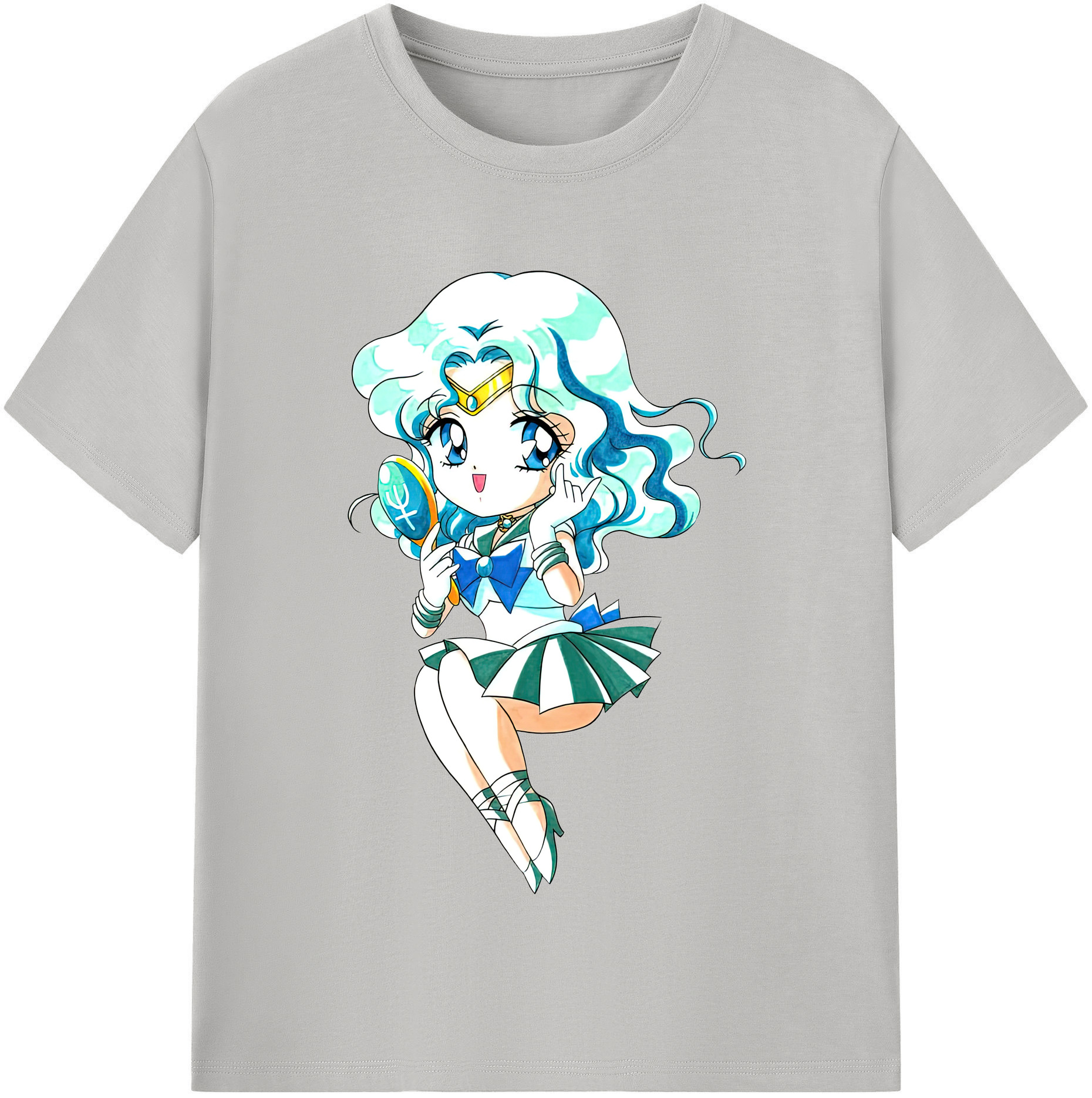 （画像用） 美少女戦士セーラームーン 海王 みちる（かいおう みちる） Sailor Moon Kaiou Michiru 綿100％半袖Tシャツ（フロントプリント）