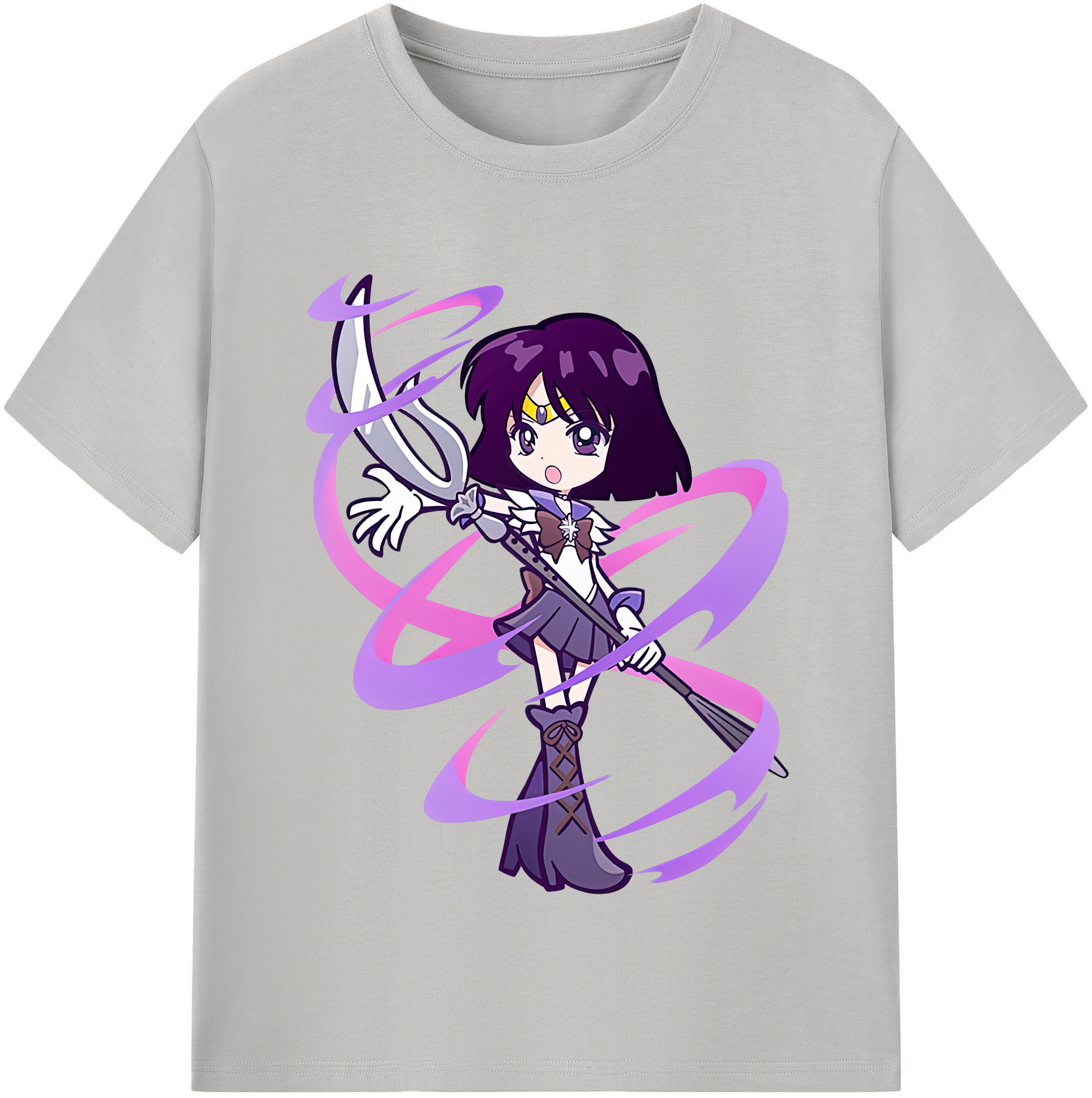 （画像用） 美少女戦士セーラームーン 土萠ほたる Sailor Moon Tomoe Hotaru （セーラーサターン；Sailor Saturn） 綿100％半袖Tシャツ（フロントプリント）