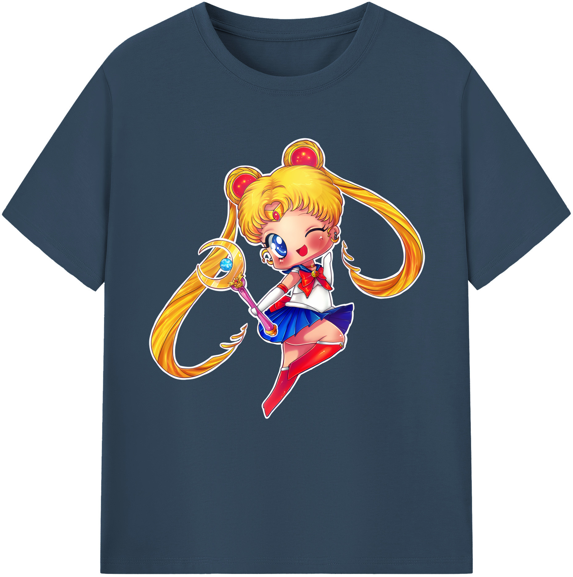 （画像用） 美少女戦士セーラームーン 月野 うさぎ つきの うさぎ Sailor Moon Tsukino Usagi 綿100％半袖Tシャツ（フロントプリント）
