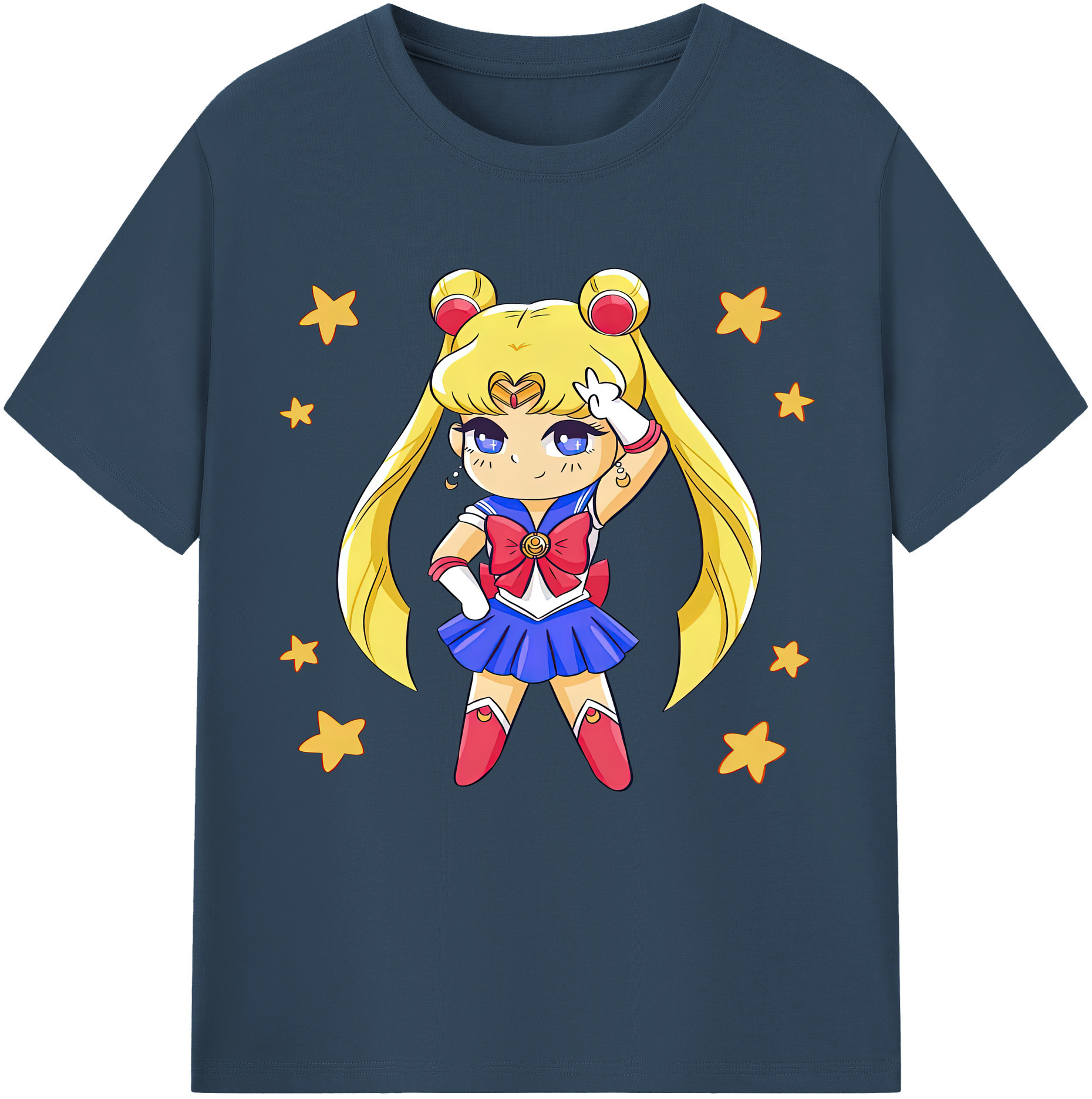 （画像用） 美少女戦士セーラームーン 月野 うさぎ つきの うさぎ Sailor Moon Tsukino Usagi 綿100％半袖Tシャツ（フロントプリント）