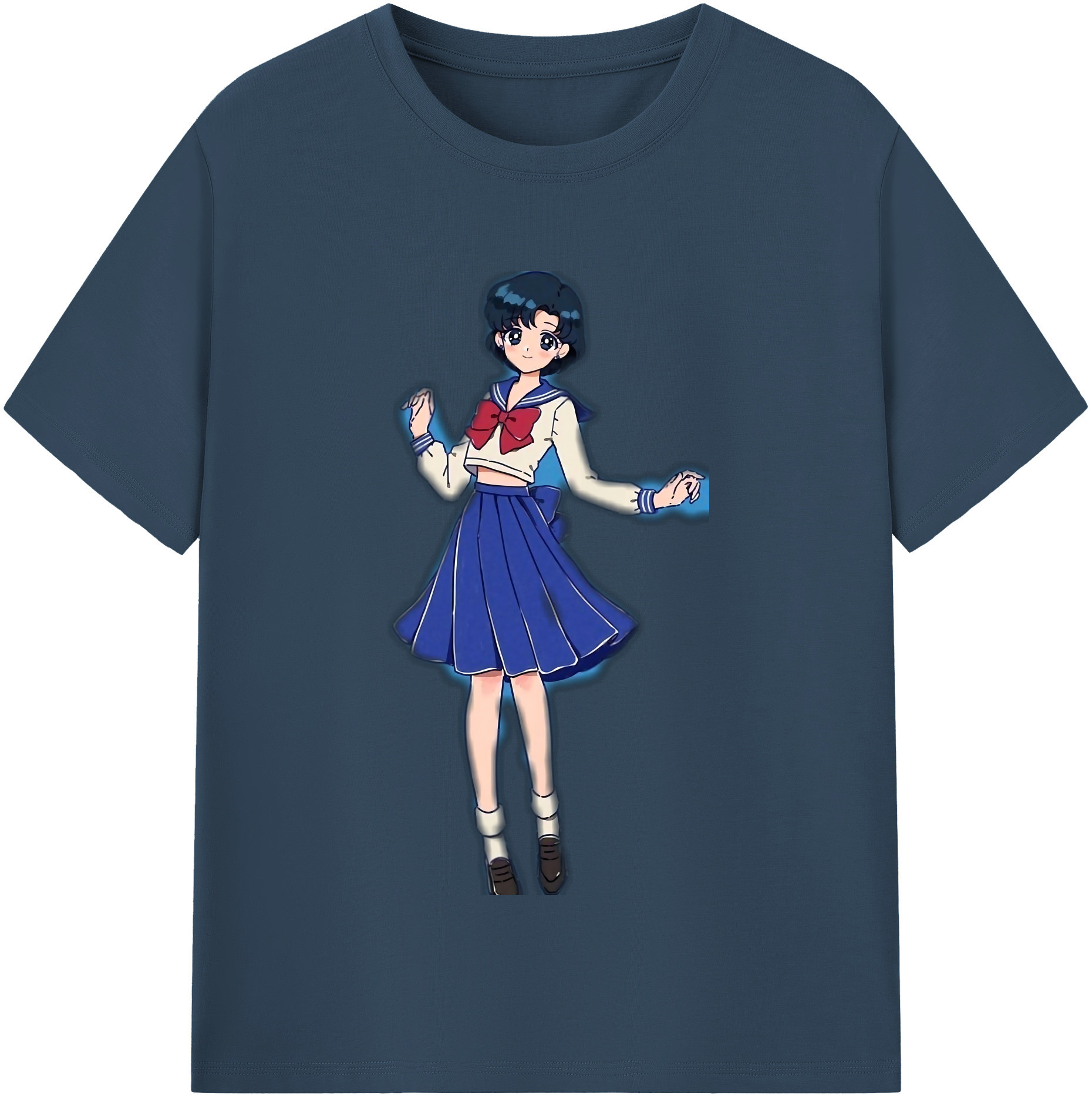 （画像用） 美少女戦士セーラームーン 水野 亜美 みずの あみ Sailor Moon Mizuno Ami 綿100％半袖Tシャツ（フロントプリント）