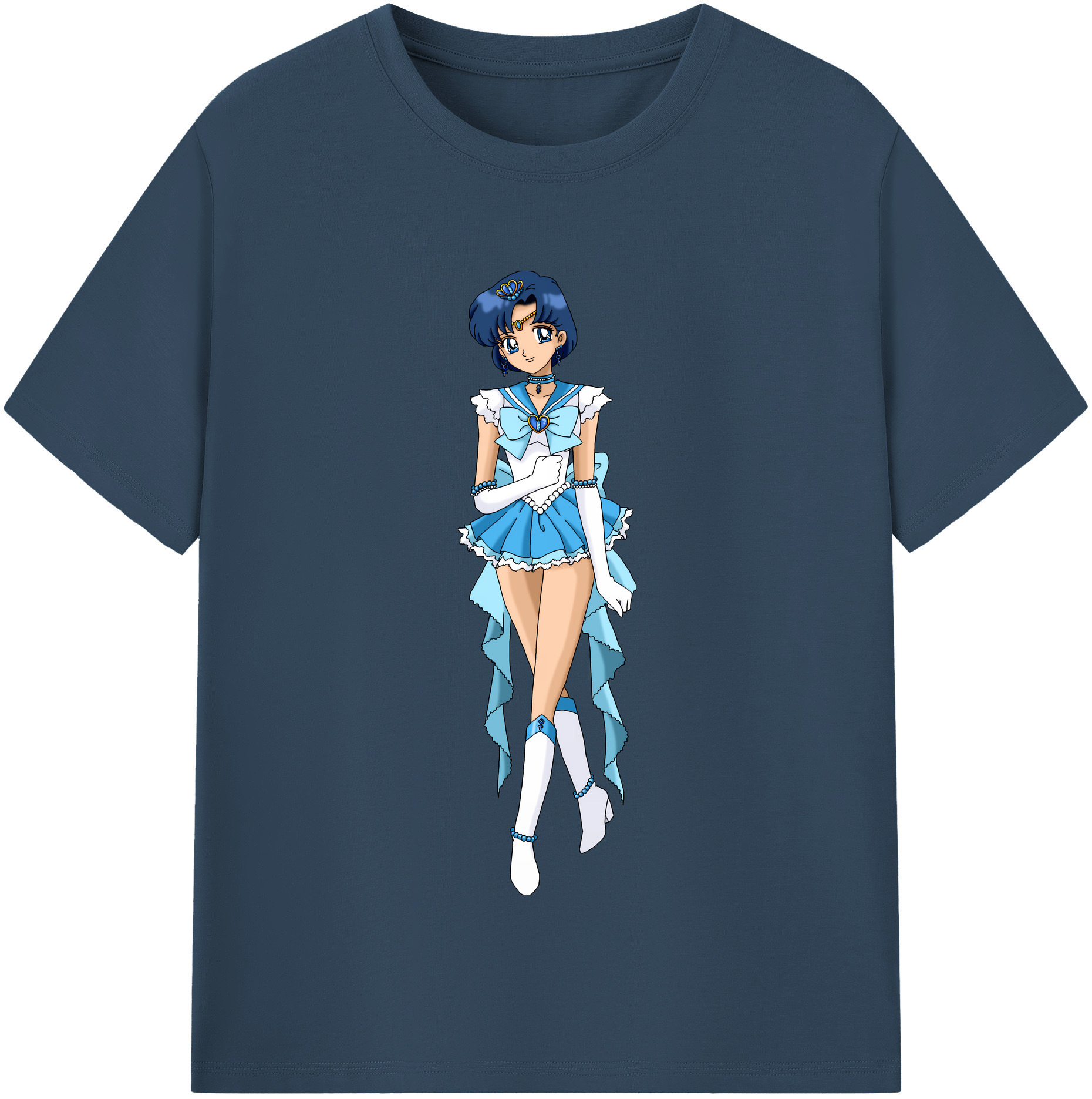 （画像用） 美少女戦士セーラームーン 水野 亜美 みずの あみ Sailor Moon Mizuno Ami 綿100％半袖Tシャツ（フロントプリント）