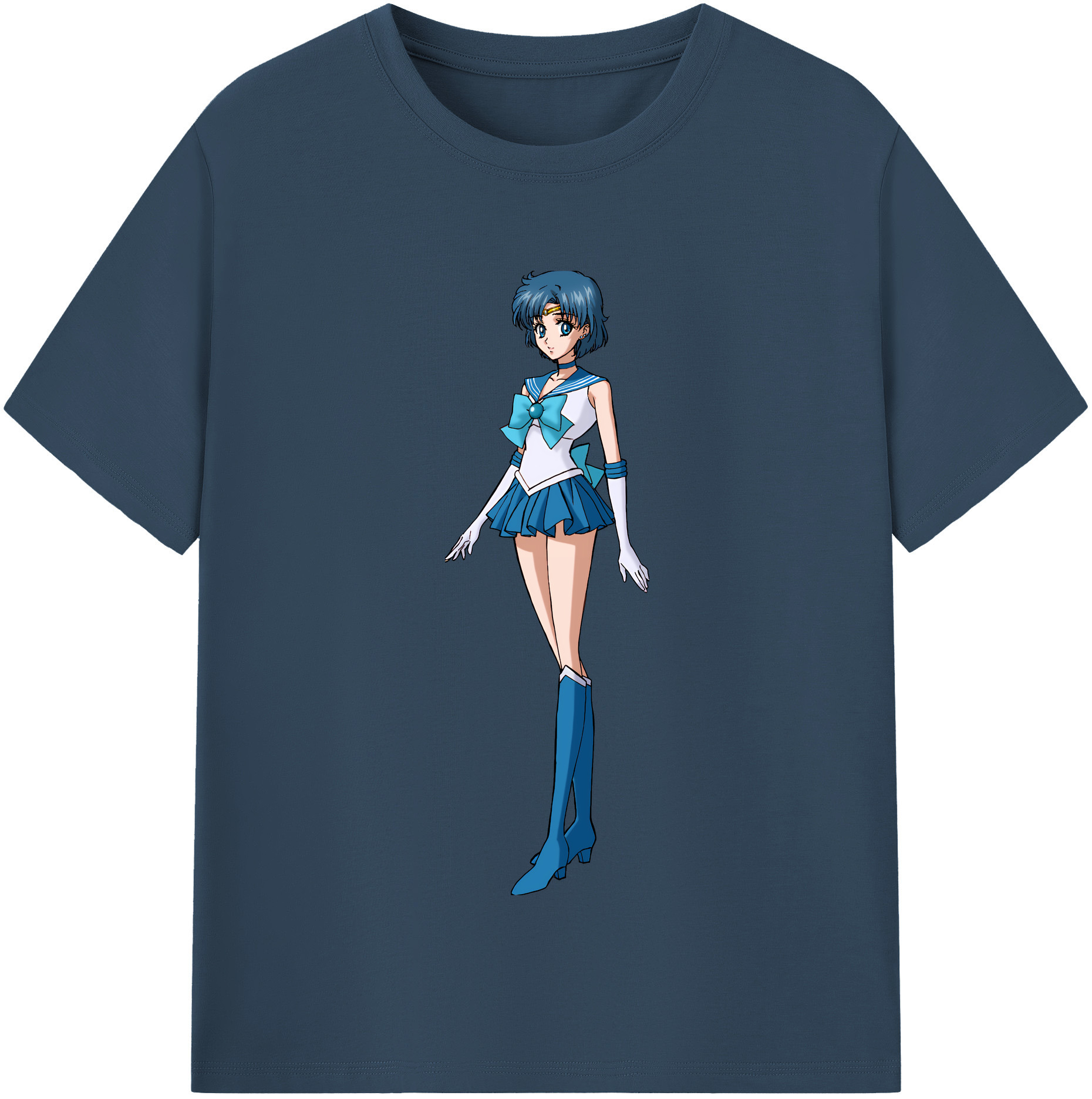 （画像用） 美少女戦士セーラームーン 水野 亜美 みずの あみ Sailor Moon Mizuno Ami 綿100％半袖Tシャツ（フロントプリント）