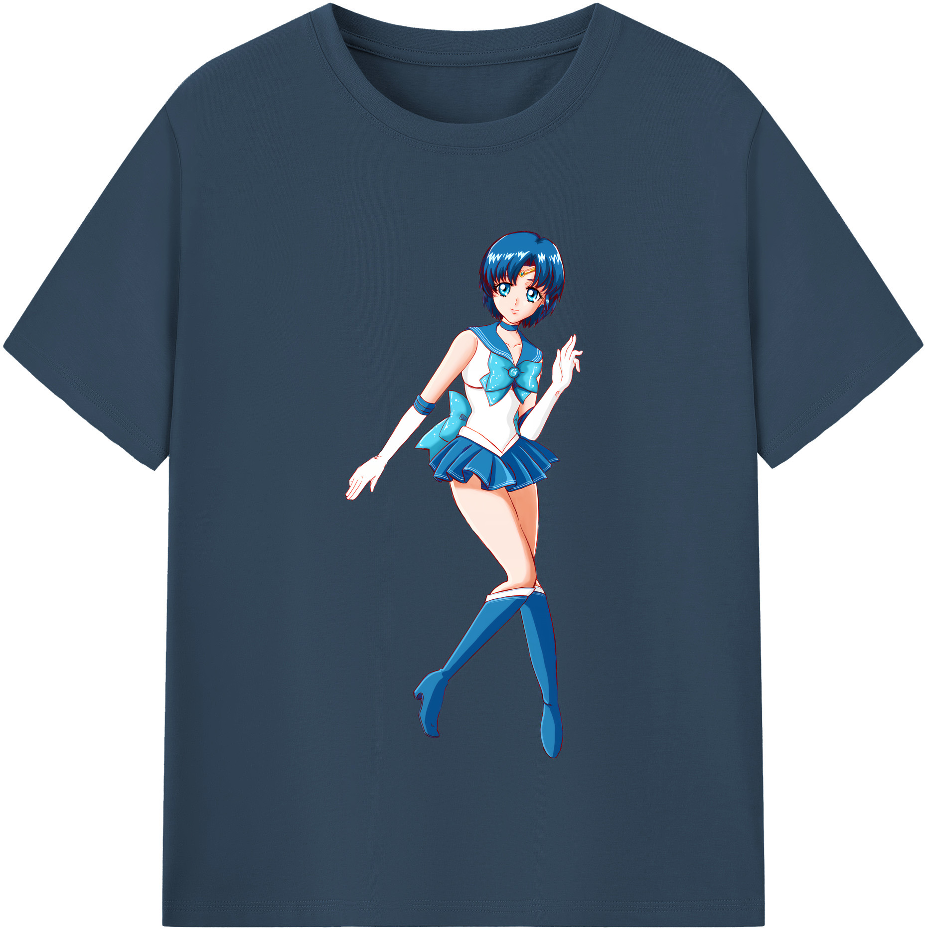 （画像用） 美少女戦士セーラームーン 水野 亜美 みずの あみ Sailor Moon Mizuno Ami 綿100％半袖Tシャツ（フロントプリント）